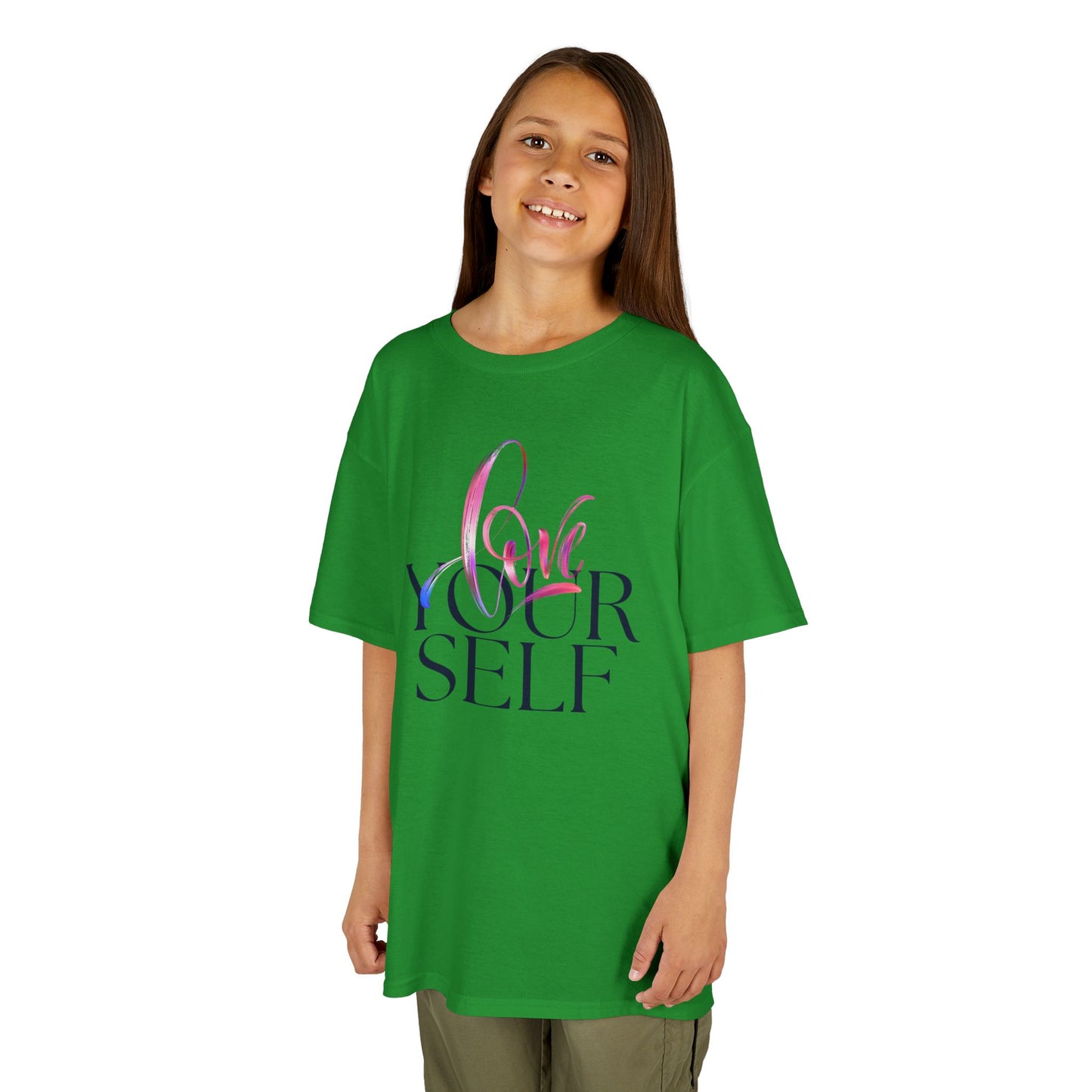 Kids 'Love Yourself' Heavy Cotton Tee - Positive Vibes & Self-Esteem T-Shirt