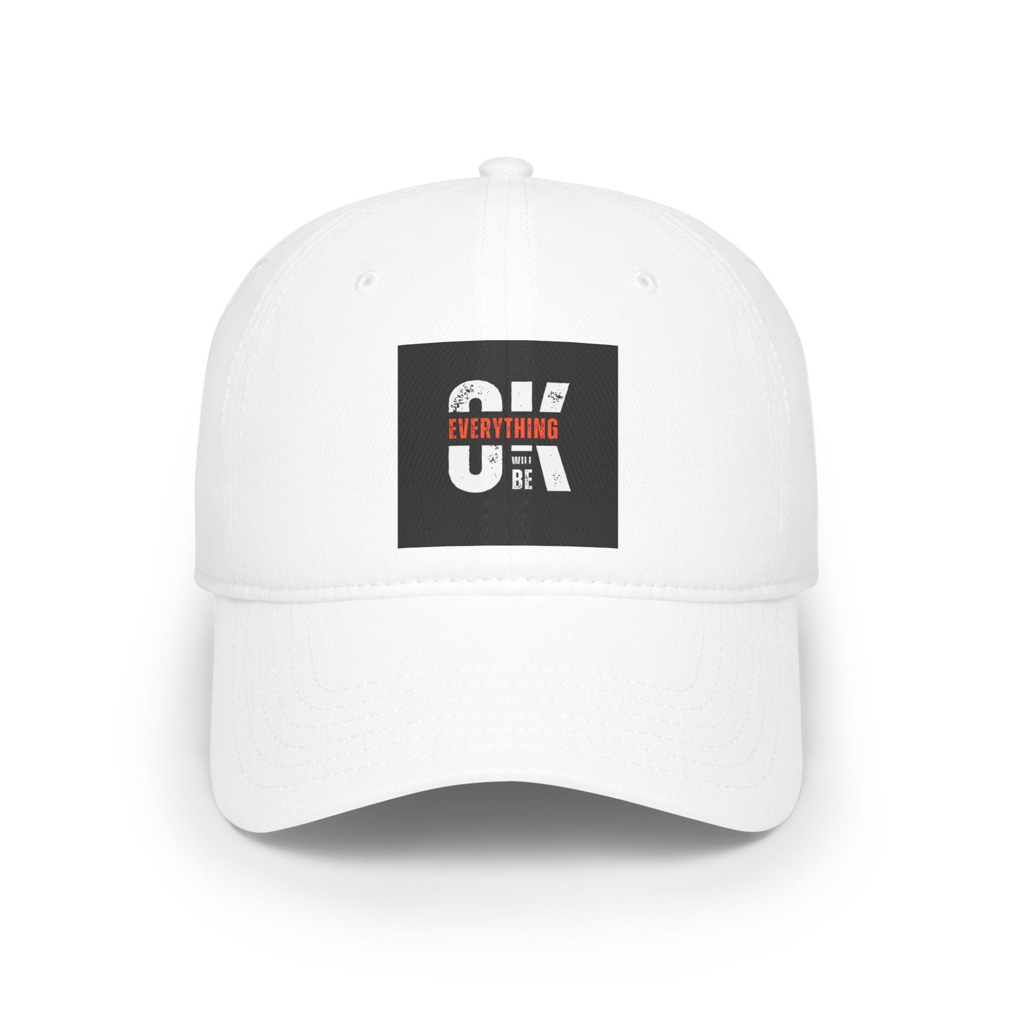 Everything Will Be OK Low Profile Baseball Cap - Positive Vibe, Adjustable Red Hat