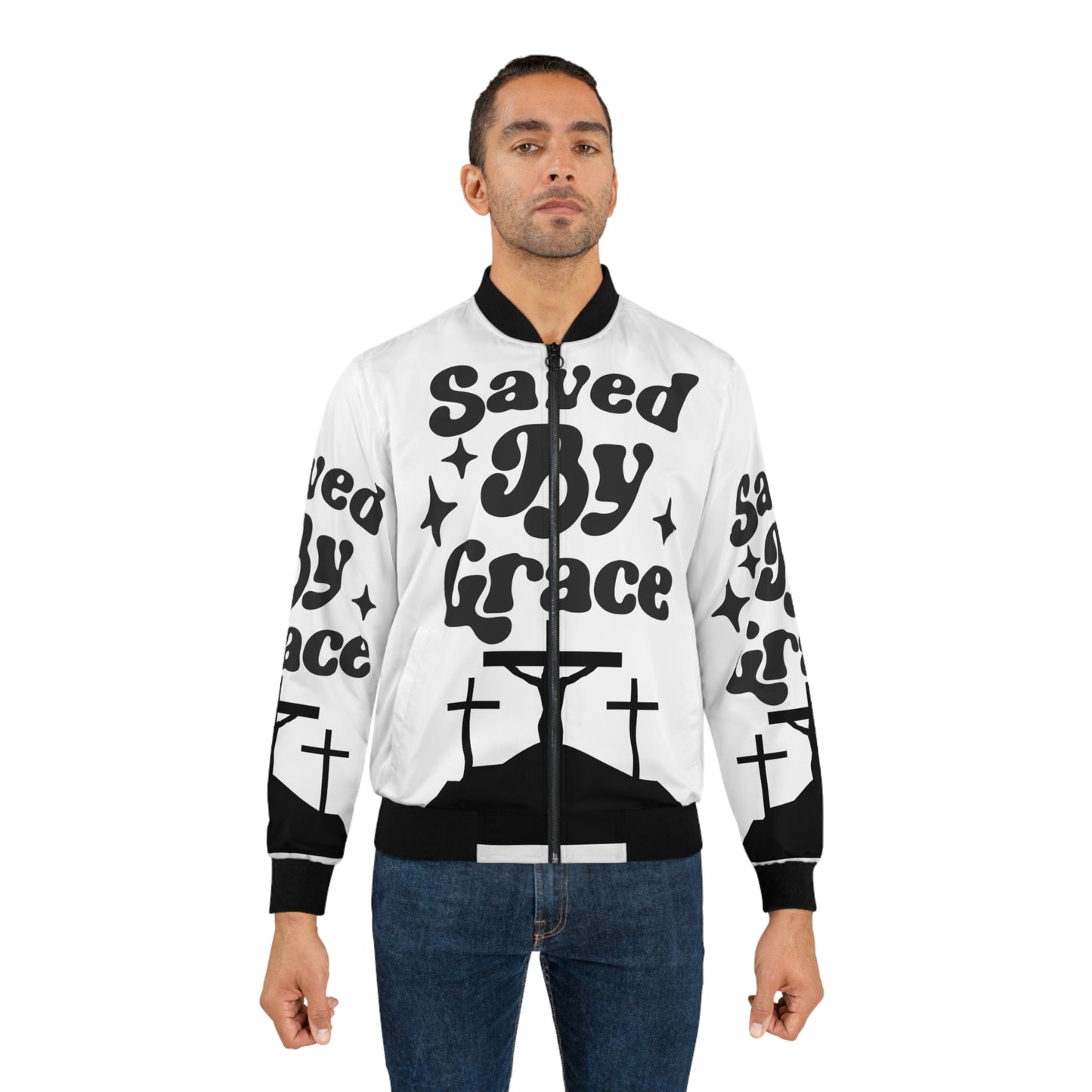 Saved By Grace Men's Bomber Jacket (AOP)