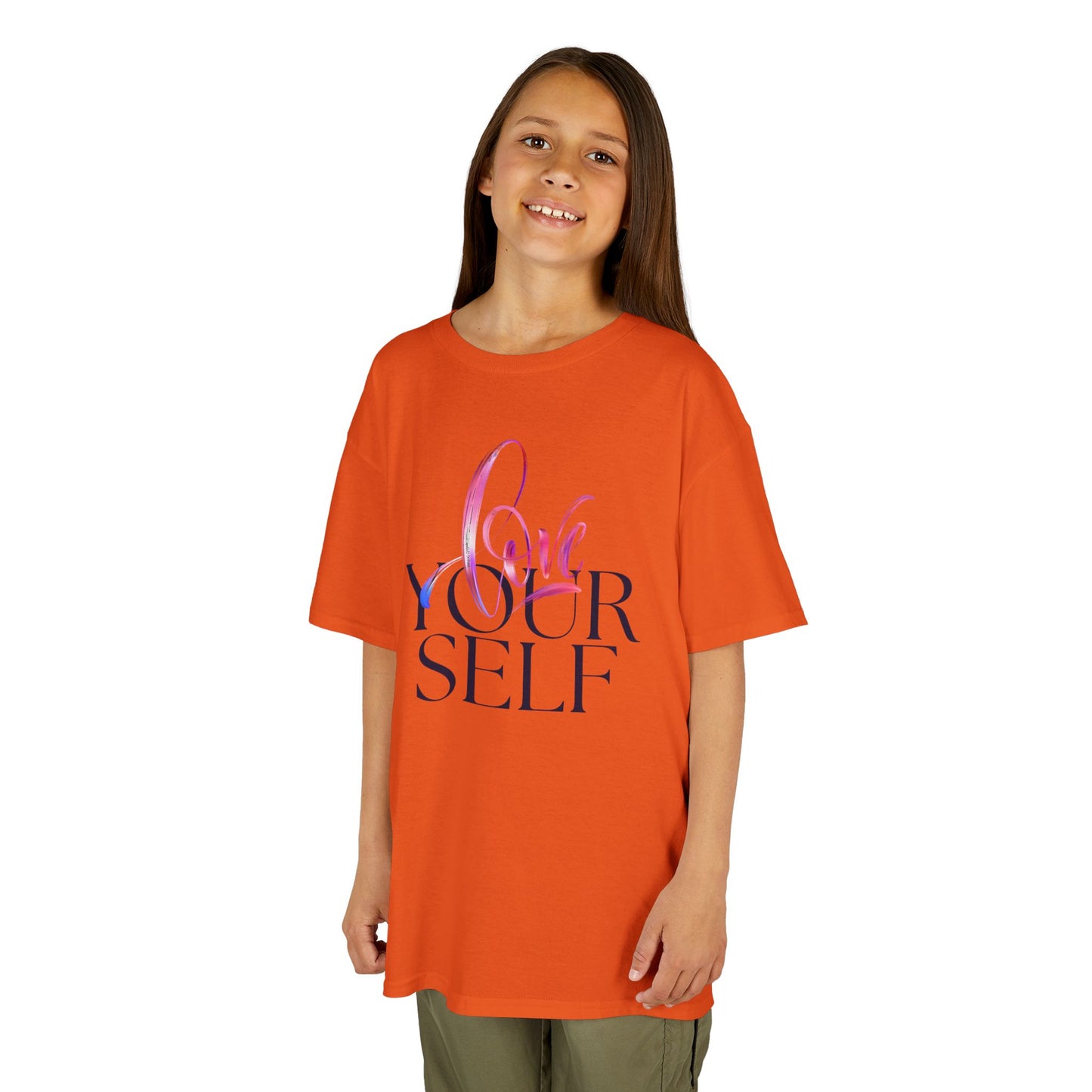 Kids 'Love Yourself' Heavy Cotton Tee - Positive Vibes & Self-Esteem T-Shirt