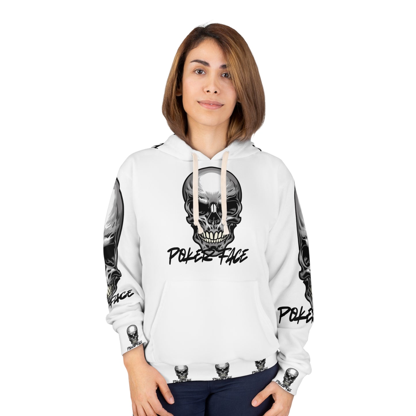 Bold Poker Face Skull Unisex Pullover Hoodie