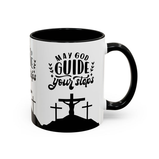 Inspirational Accent Coffee Mug - "May God Guide Your Steps" - Perfect for Faith & Hope