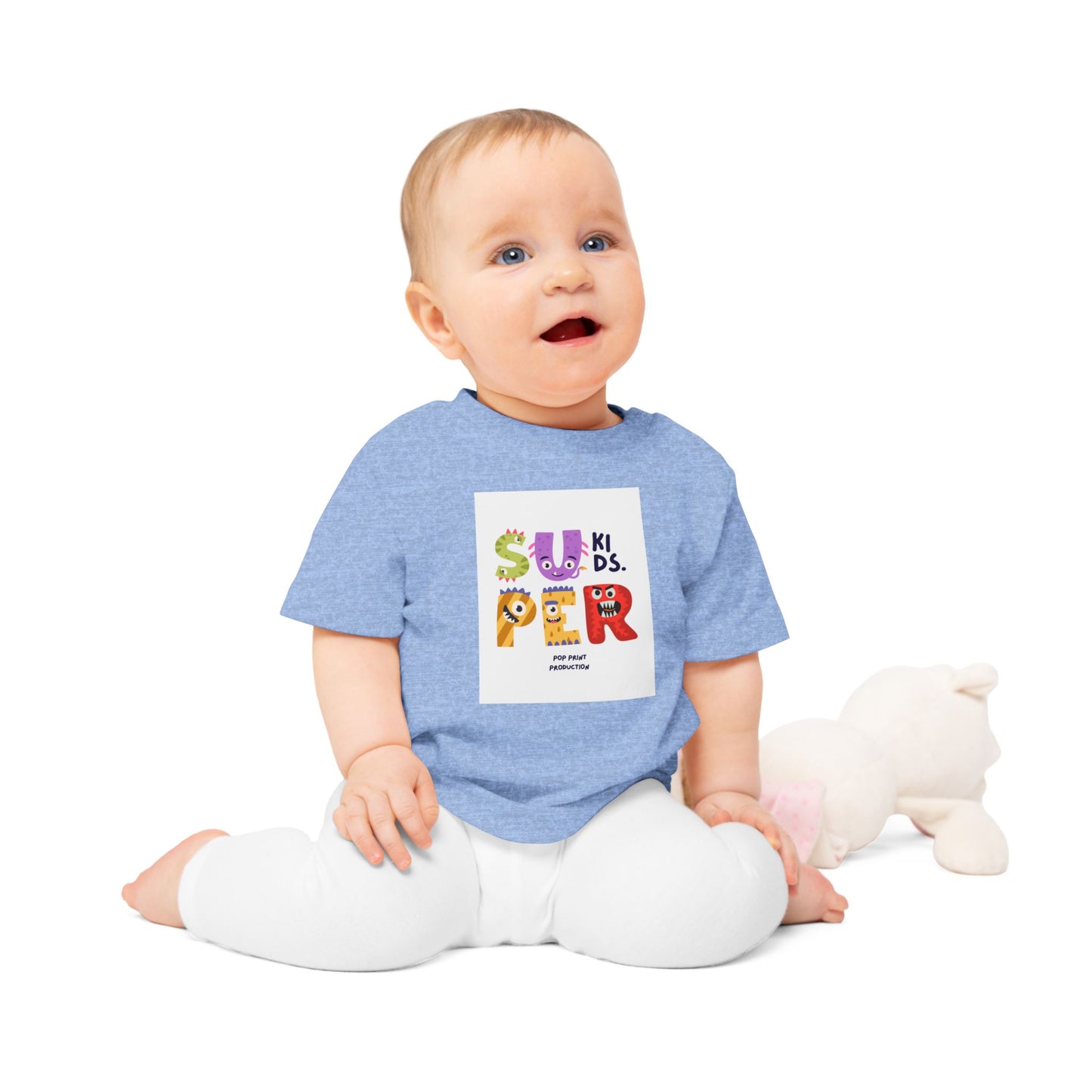 Super Kids Baby T-Shirt - Cute Cartoon Design for Playful Infants