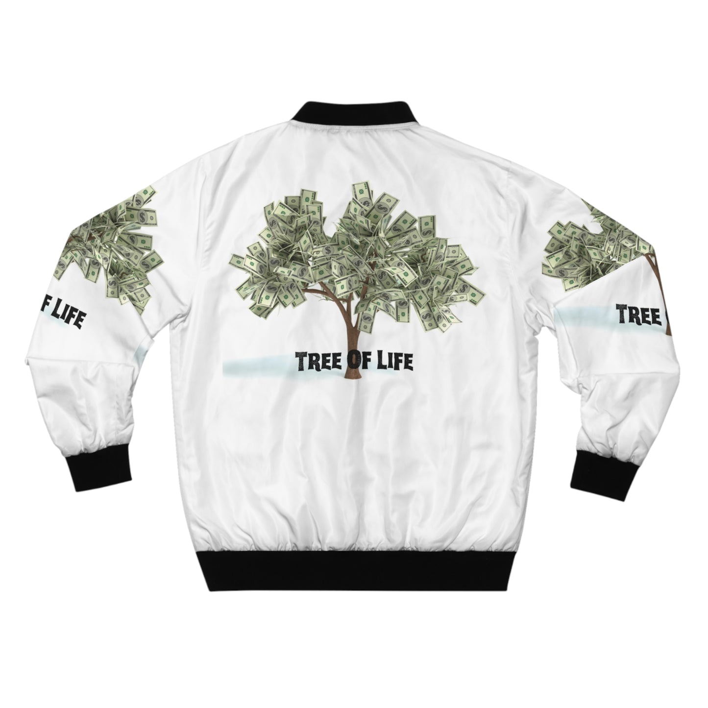 Men's Bomber Jacket: Tree of Life Design for Wealth and Prosperity