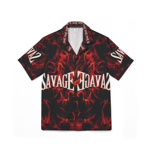 Savage Flames Men's Hawaiian Camp Shirt - Bold Summer Style