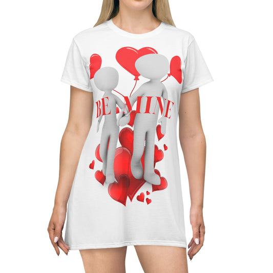 Be Mine Heart-Themed T-Shirt Dress for Couples