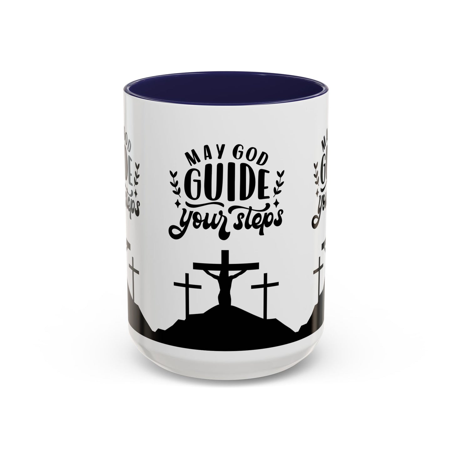 Inspirational Accent Coffee Mug - "May God Guide Your Steps" - Perfect for Faith & Hope