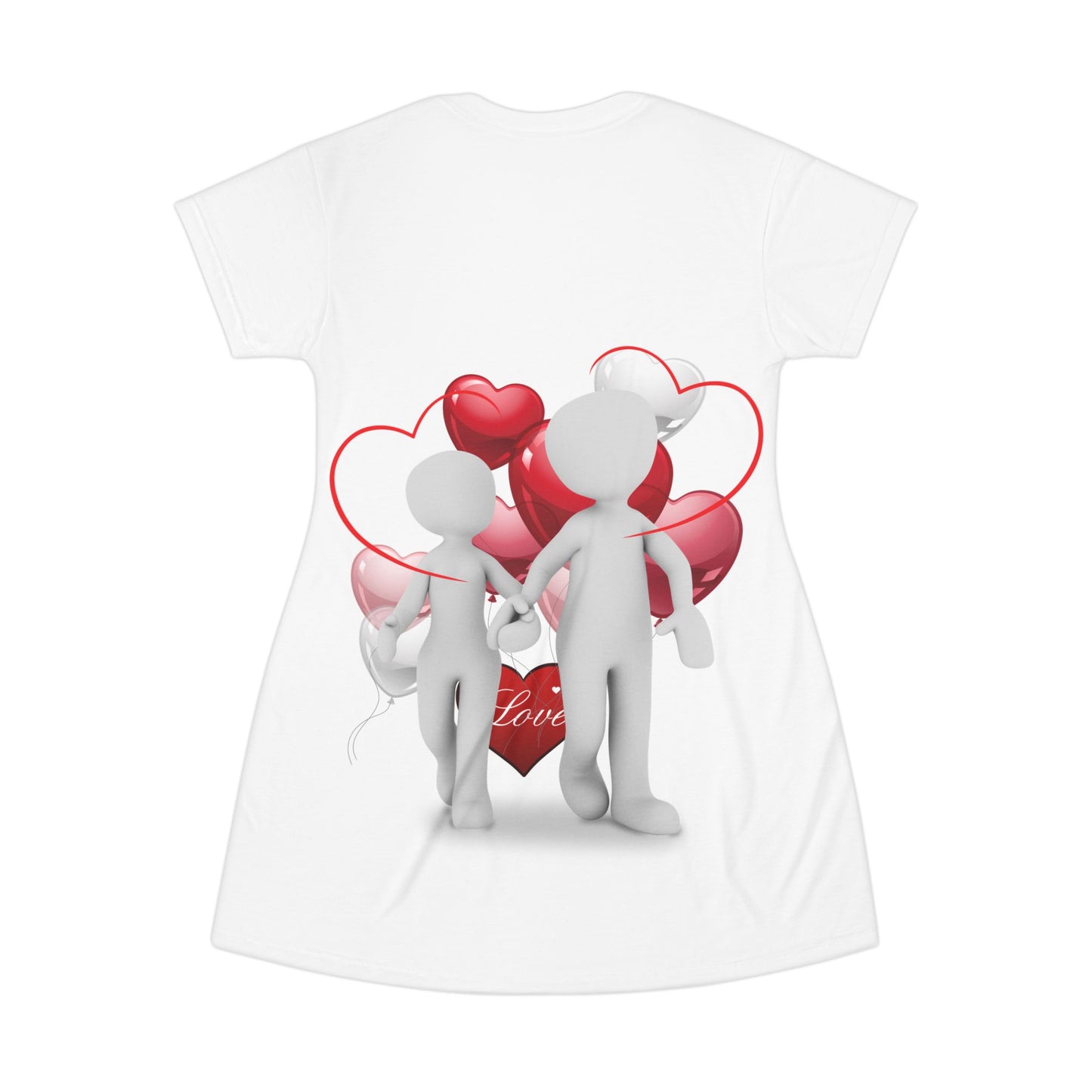 Love Balloon T-Shirt Dress - Cute Couple Design for Romantic Occasions