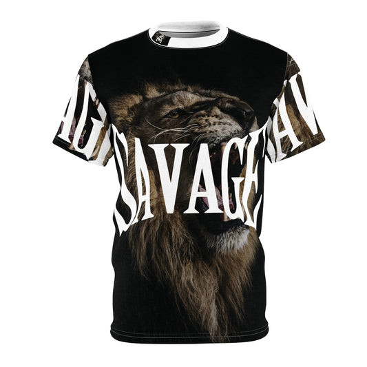 Savage Lion Unisex Cut & Sew Tee – Bold Statement Shirt for Animal Lovers