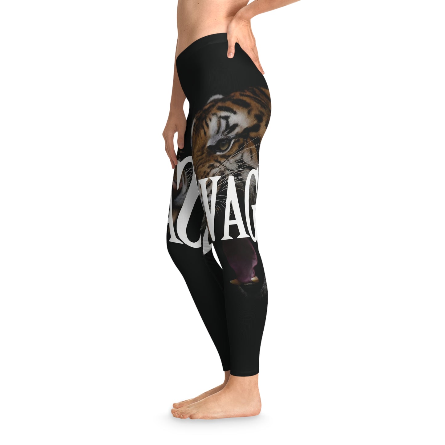 Wildlife-Inspired Stretchy Leggings with Tiger Design