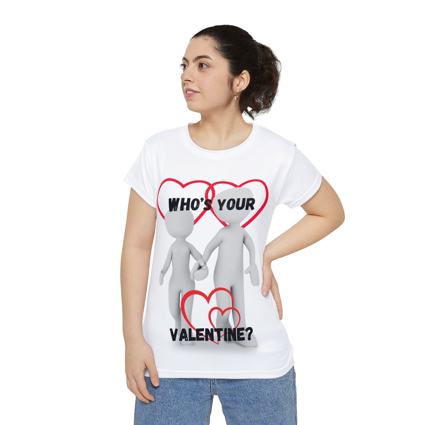 Cute Valentine's Day Women's Short Sleeve Shirt - 'Who's Your Valentine?' Design