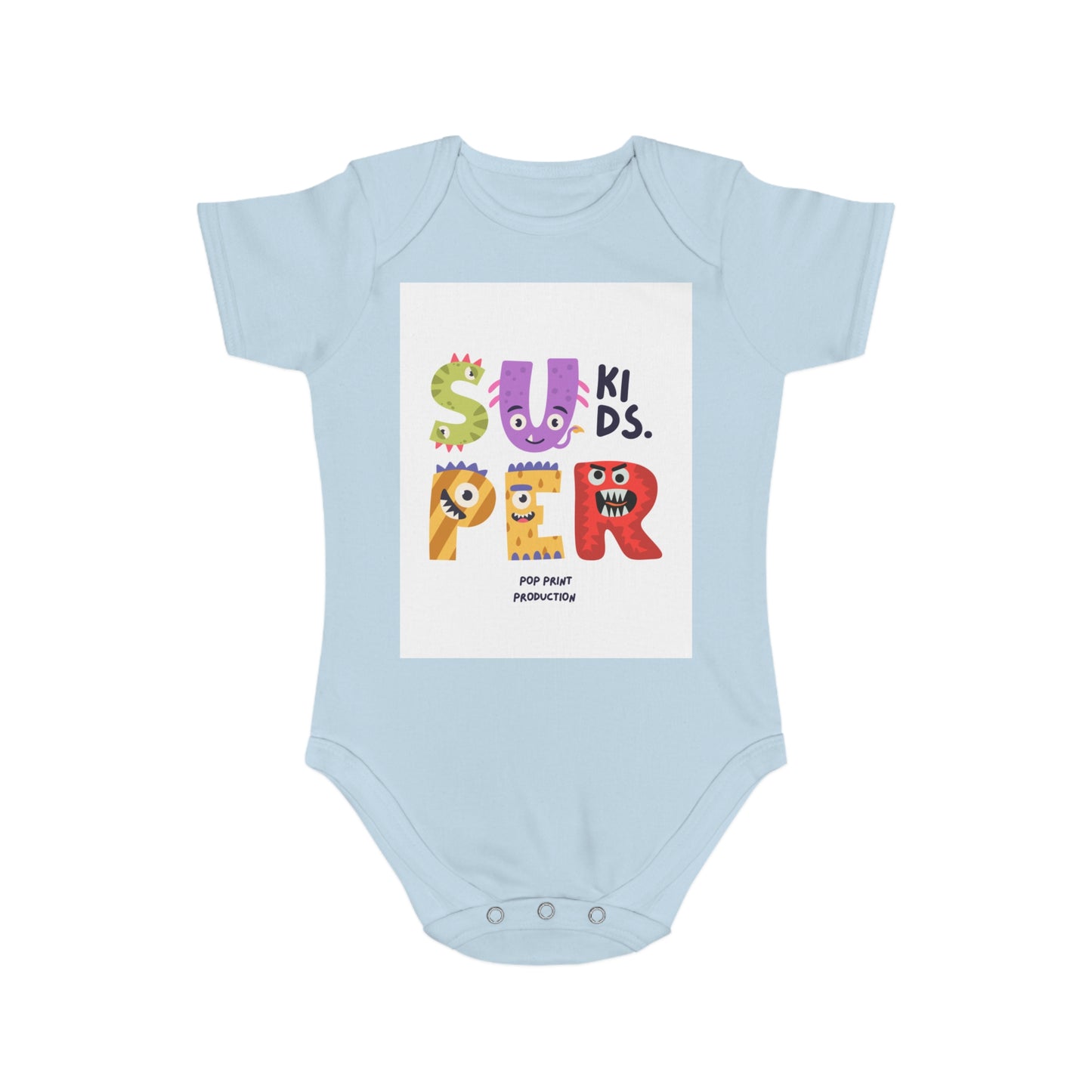 Super Kids Short Sleeve Baby Bodysuit - Fun & Colorful Design for Playful Infants