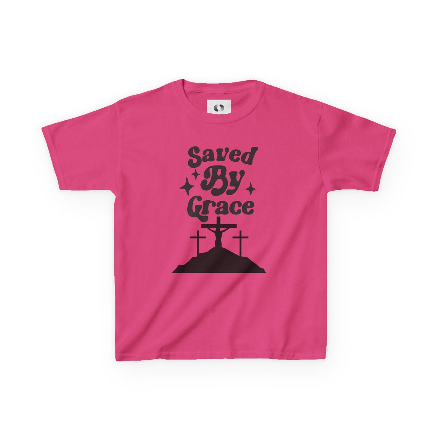 Kids Heavy Cotton™ Tee - 'Saved By Grace' Christian T-Shirt