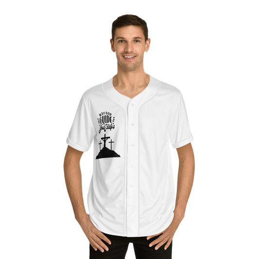 Men's Baseball Jersey - 'May God Guide Your Steps' Inspirational Design