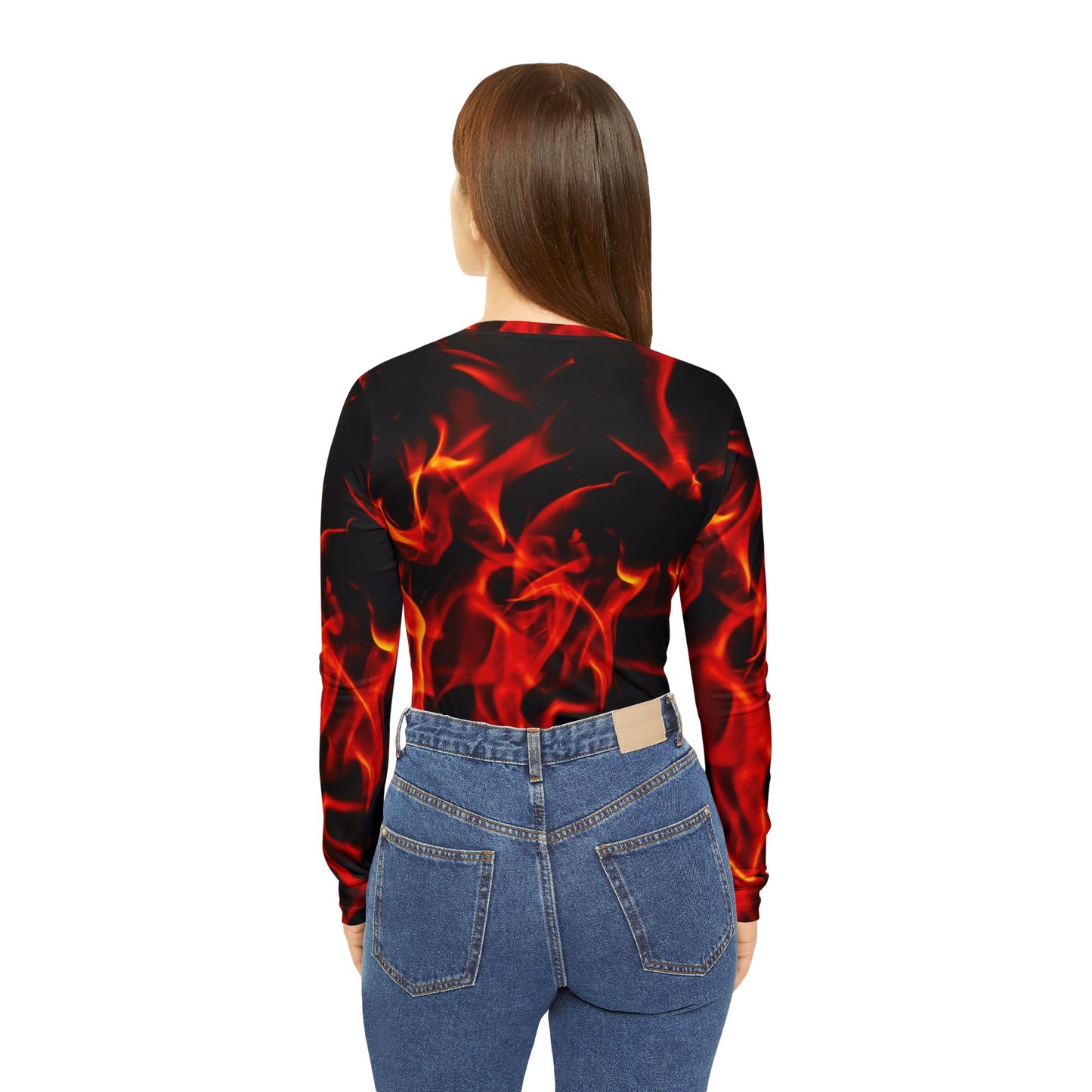 Fiery Women&#039;s Long Sleeve V-Neck Shirt - Bold and Stylish Top for Casual Wear