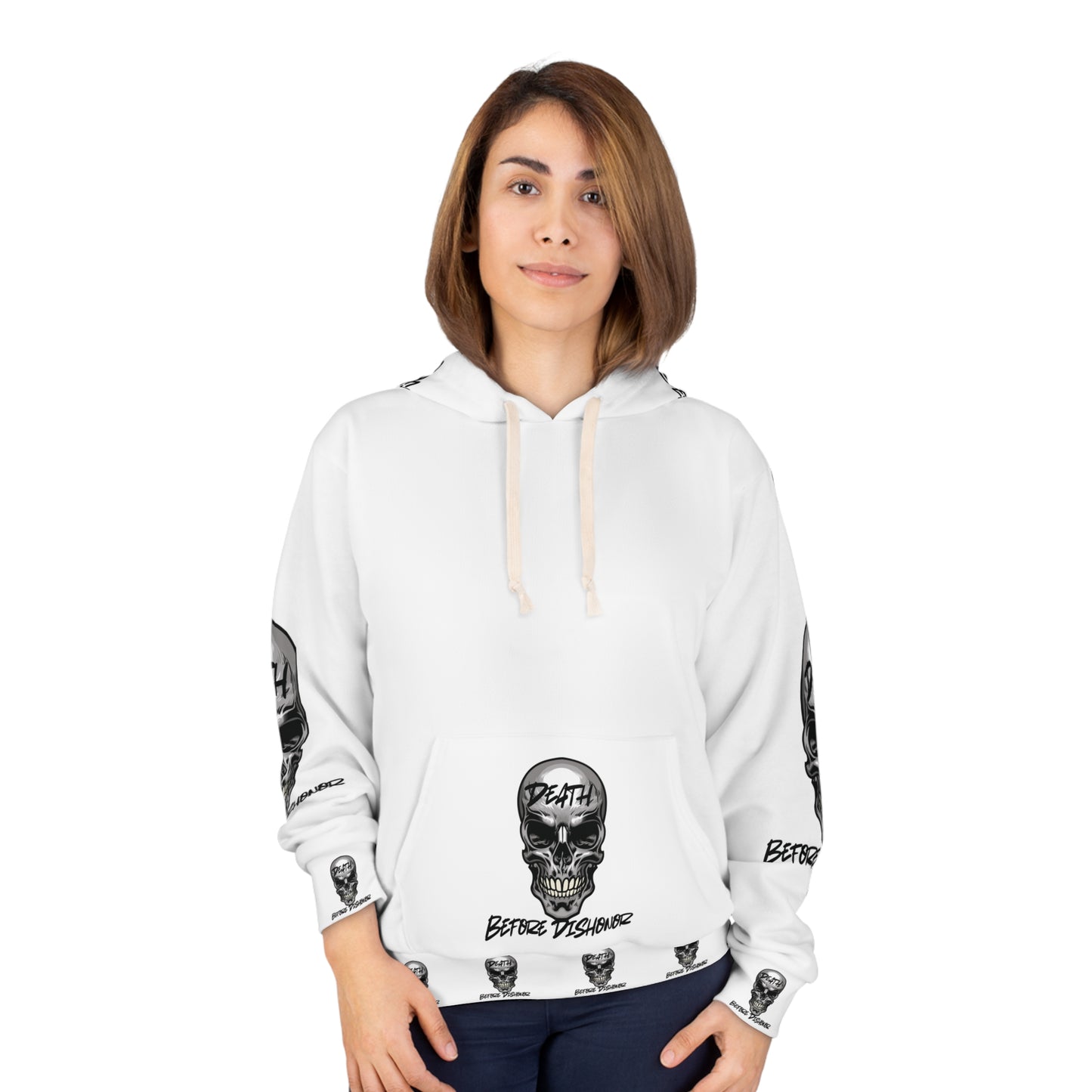 Unisex Skull Graphic Hoodie - 'Death Before Dishonor'