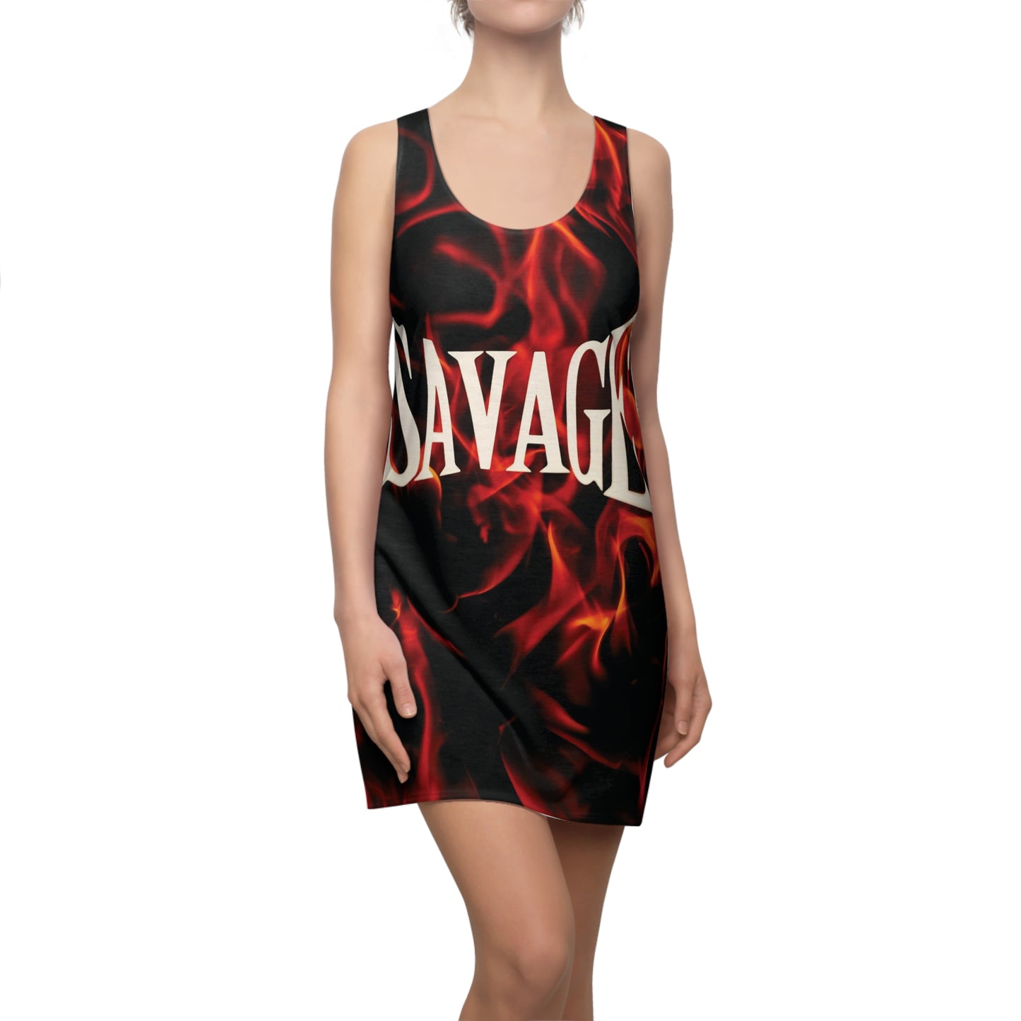 'Savage' Flame Women's Racerback Dress - Bold Flame Design for Fierce Fashion