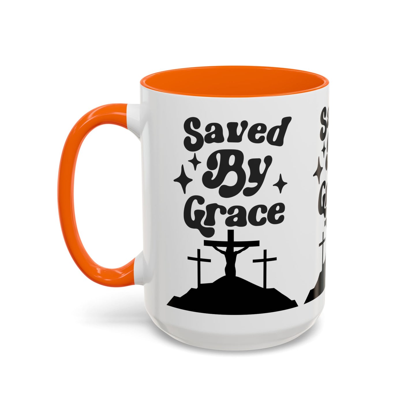 Saved By Grace Accent Coffee Mug - Inspirational Christian Gift (11, 15oz)