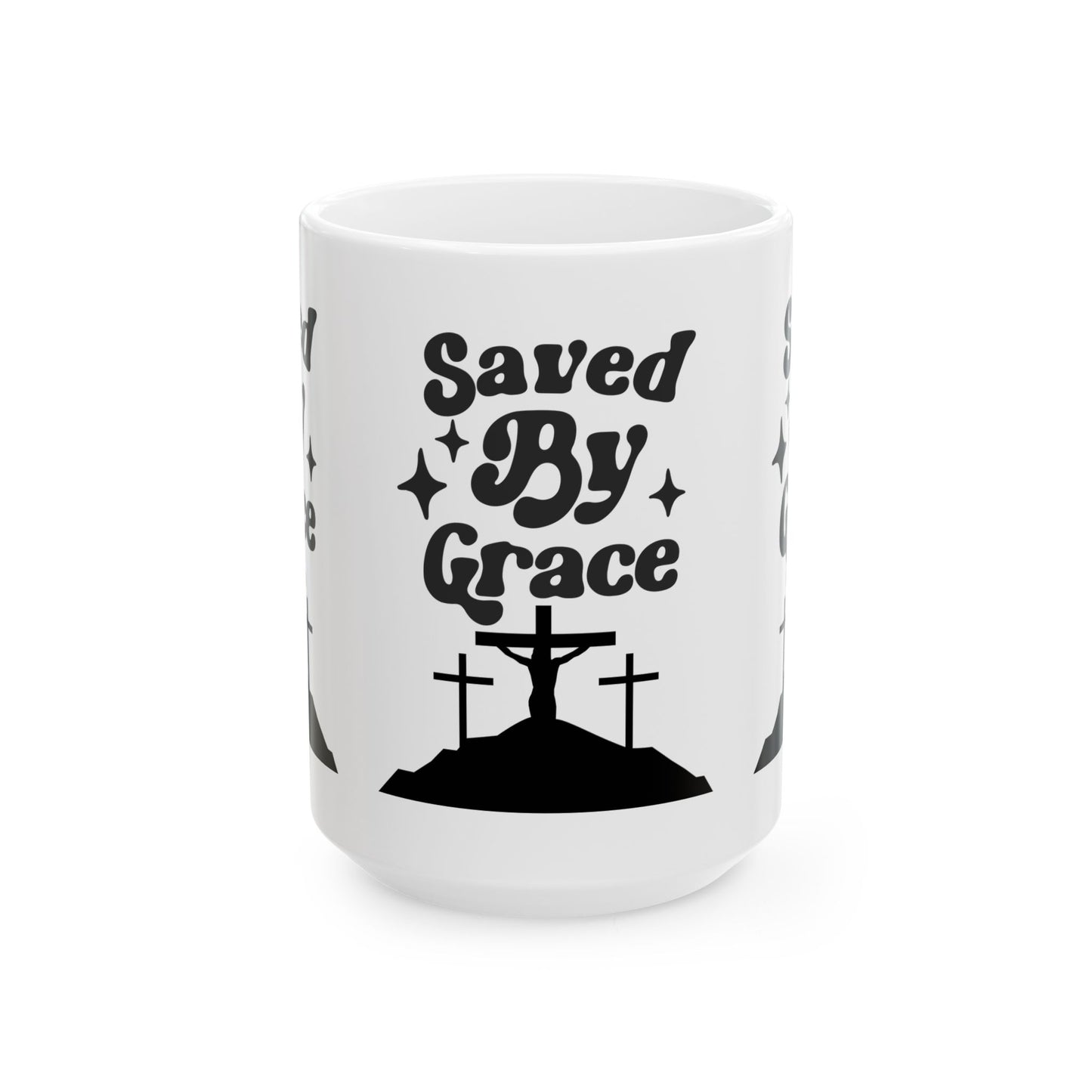 Saved By Grace Ceramic Mug - Faith-Inspired Coffee Cup for Christians