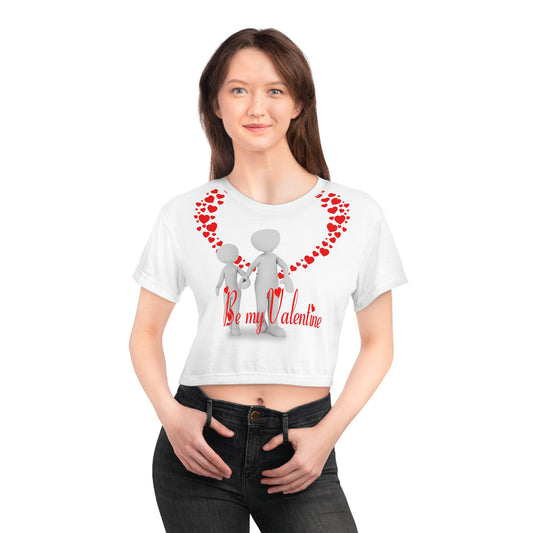 Valentine's Day Crop Tee - "Be My Valentine" Heart Design