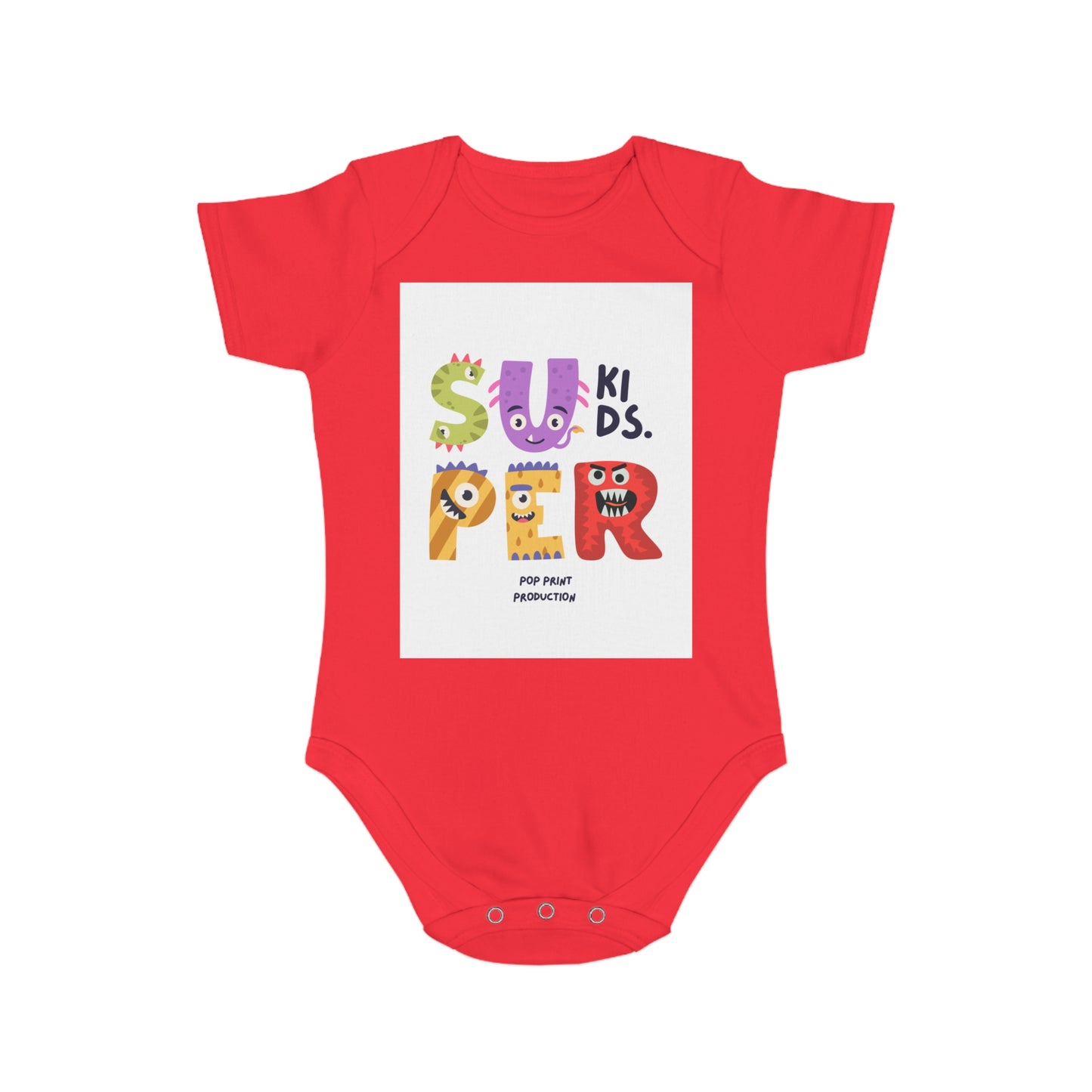 Super Kids Short Sleeve Baby Bodysuit - Fun & Colorful Design for Playful Infants