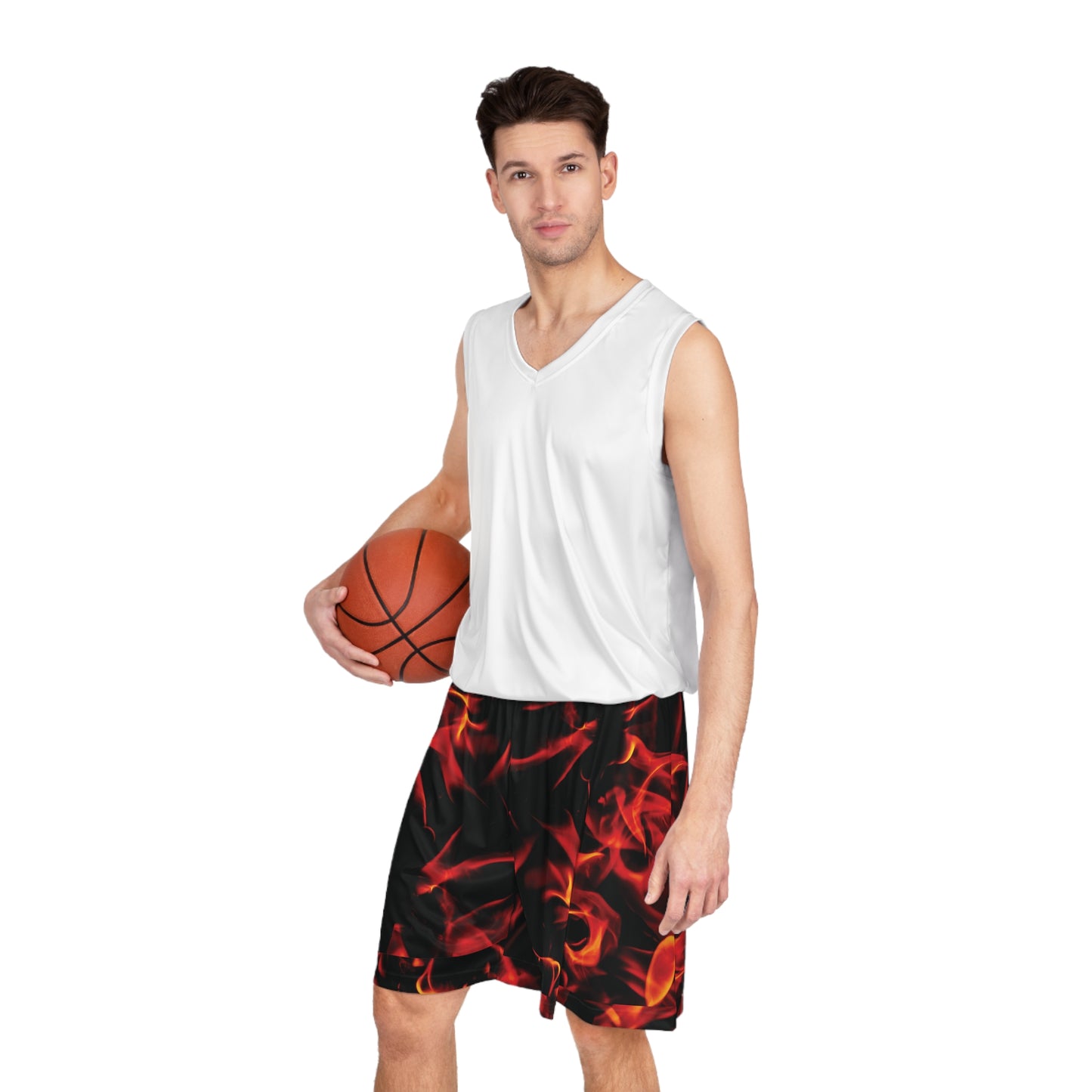 Men's Fire Flames Basketball Shorts - Stylish Sportswear for Athletes