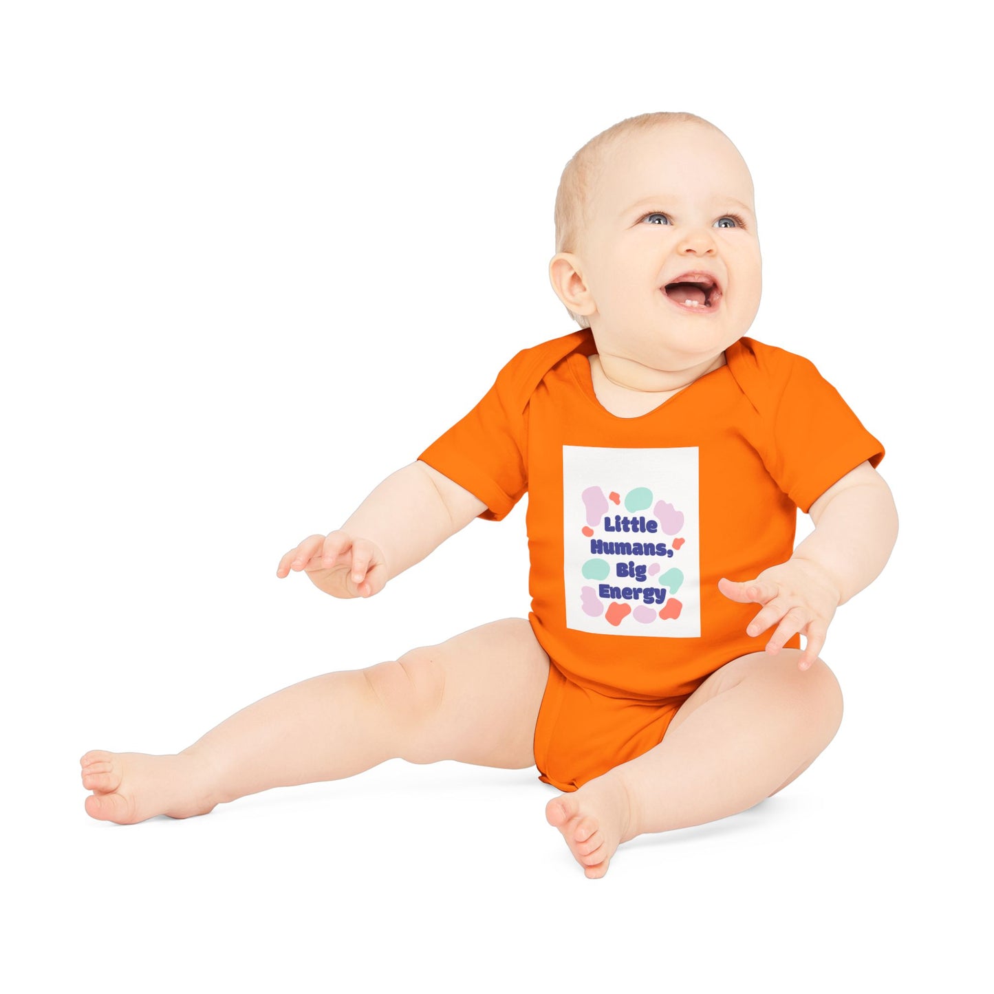 Funny Baby Bodysuit - "Little Humans, Big Energy" - Organic Cotton Short Sleeve