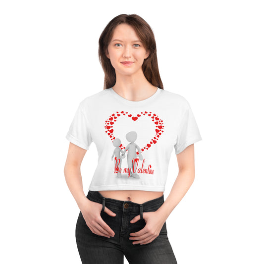 Valentine's Day Crop Tee - 'Be My Valentine' Heart Design