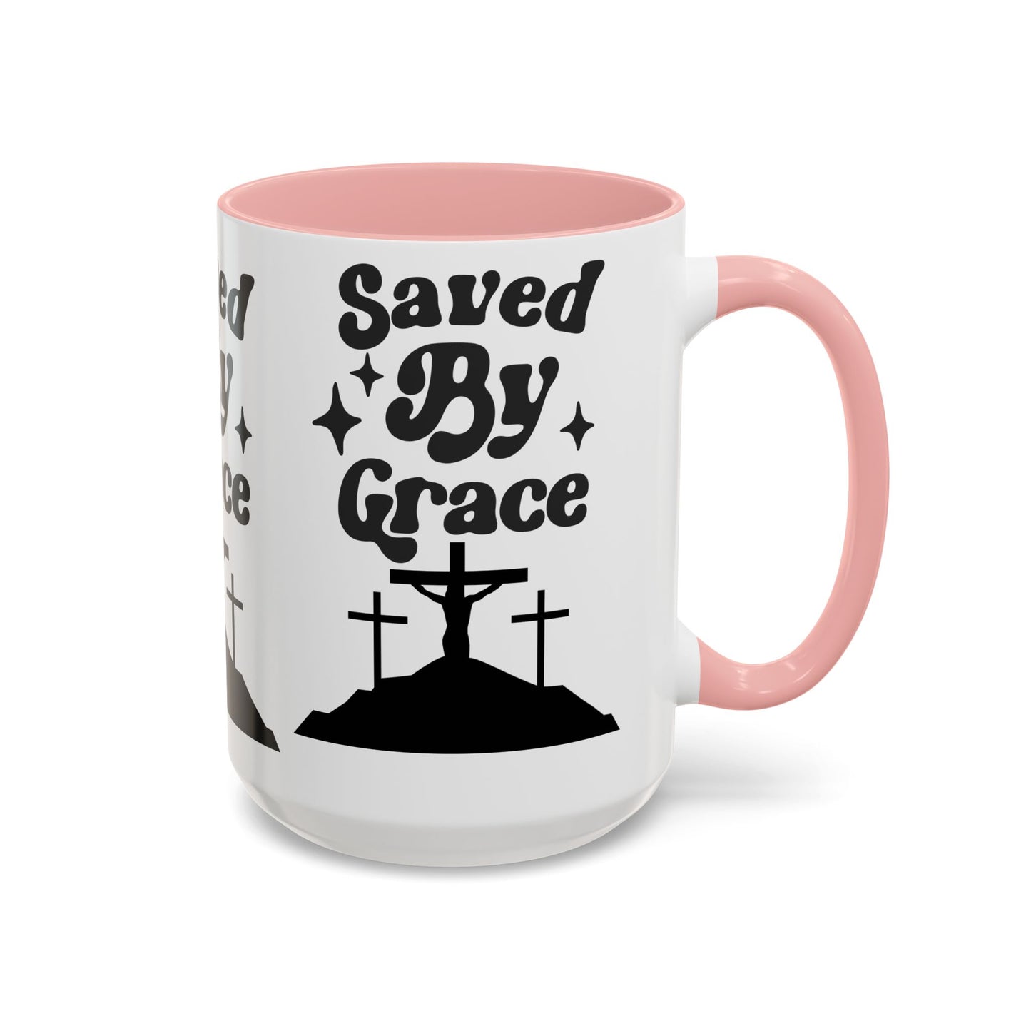 Saved By Grace Accent Coffee Mug - Inspirational Christian Gift (11, 15oz)