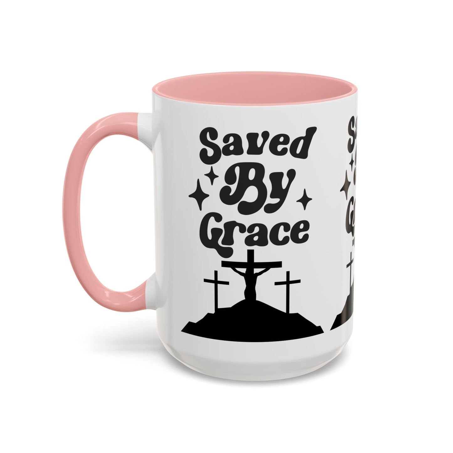 Saved By Grace Accent Coffee Mug - Inspirational Christian Gift (11, 15oz)