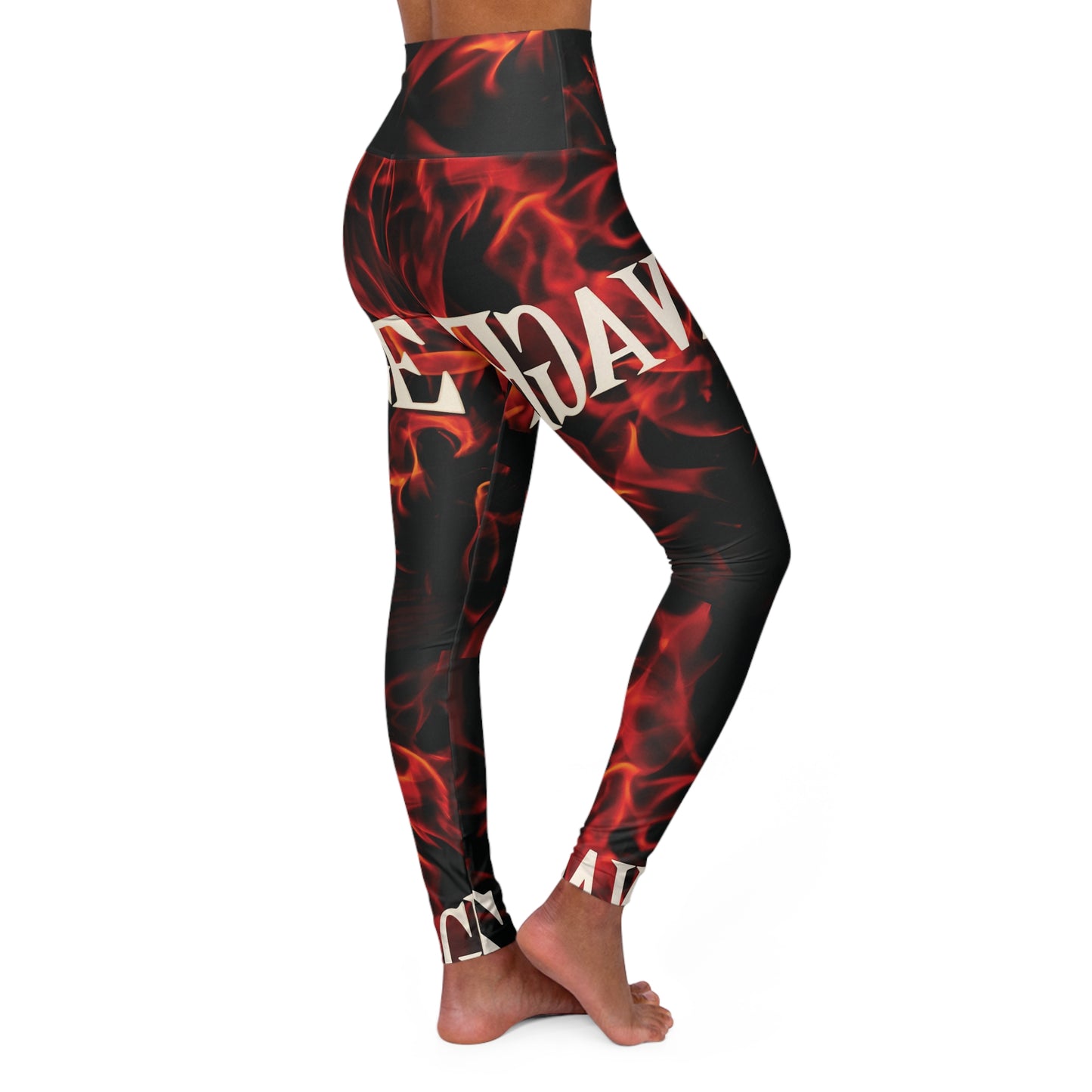 High Waisted Yoga Leggings - Bold Flame Design for Active Lifestyles