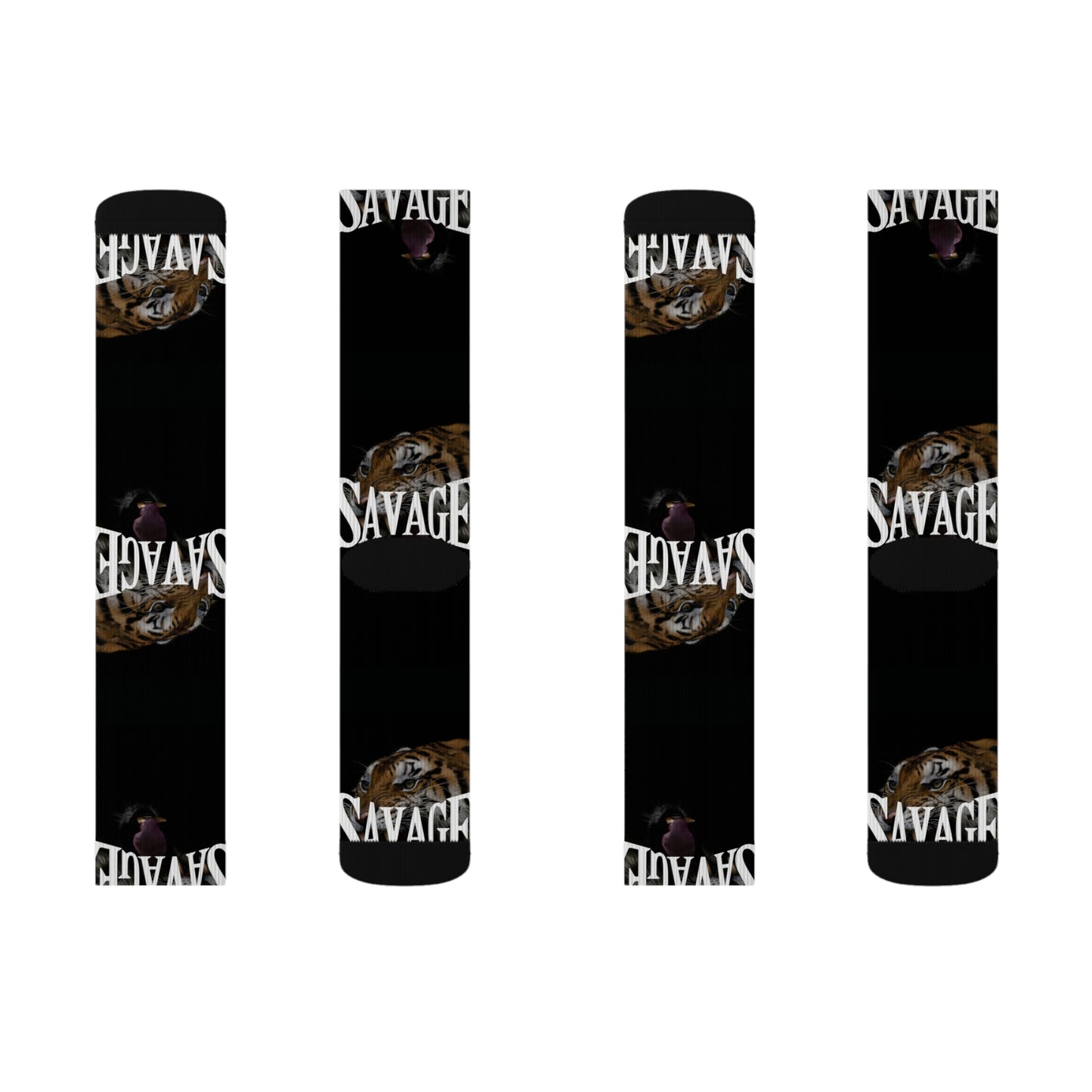 Savage Tiger Sublimation Socks - Bold Animal Print Crew Socks for Wild Style