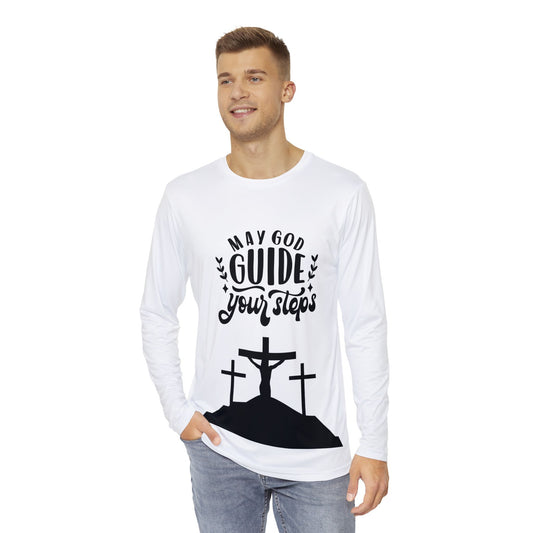 Spiritual Men's Long Sleeve Shirt - 'May God Guide Your Steps'