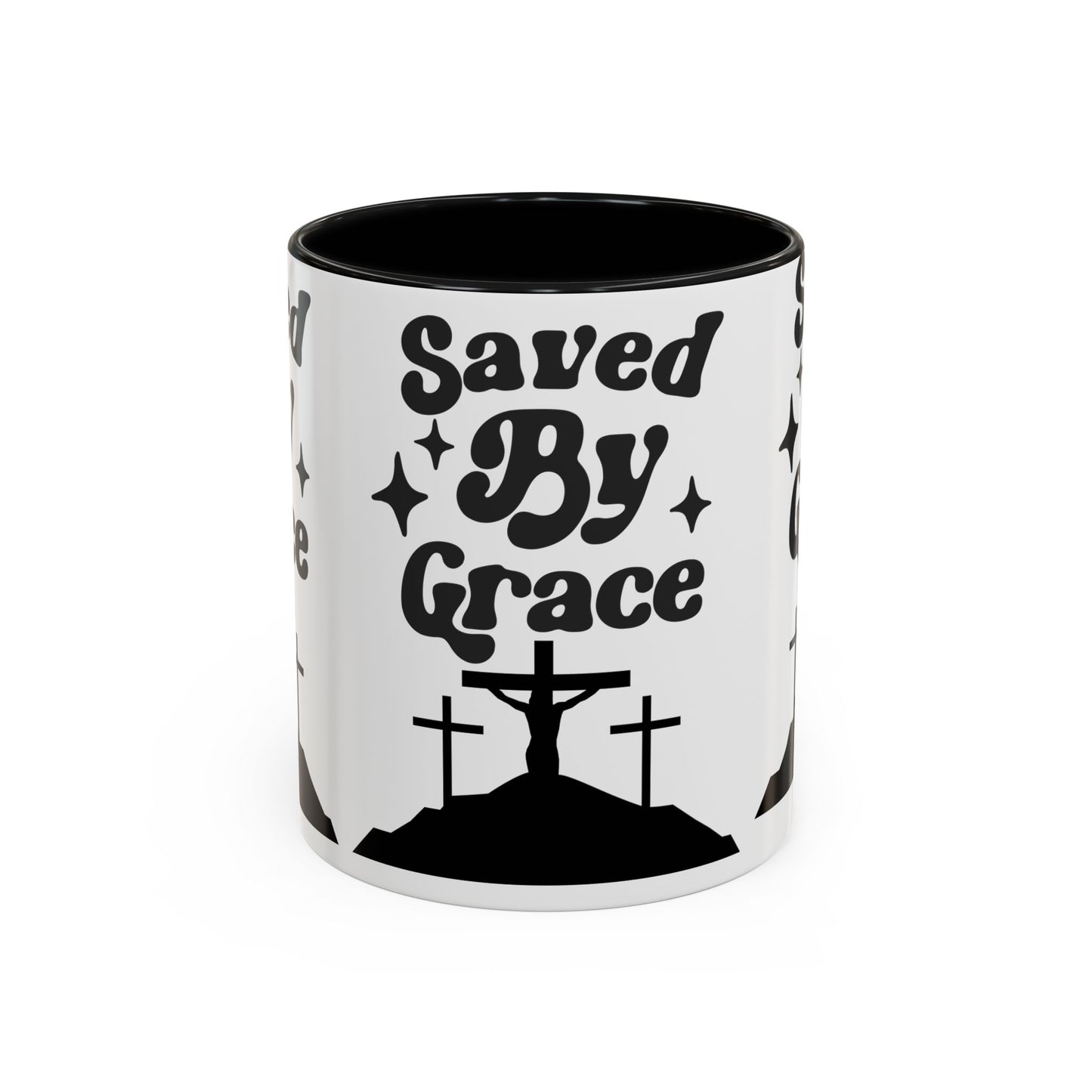 Saved By Grace Accent Coffee Mug - Inspirational Christian Gift (11, 15oz)