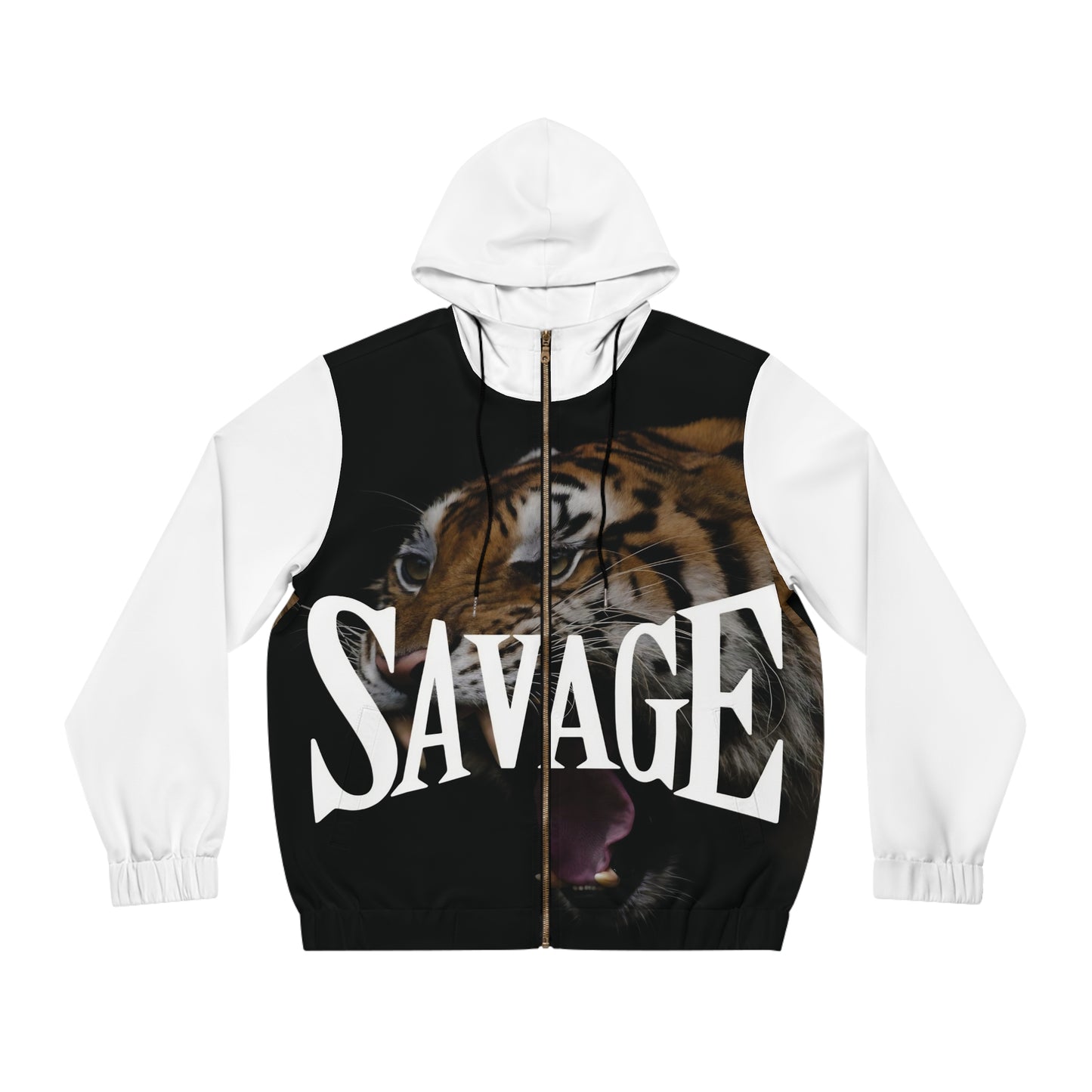 Savage Tiger Men's Full-Zip Hoodie - Bold & Edgy Streetwear