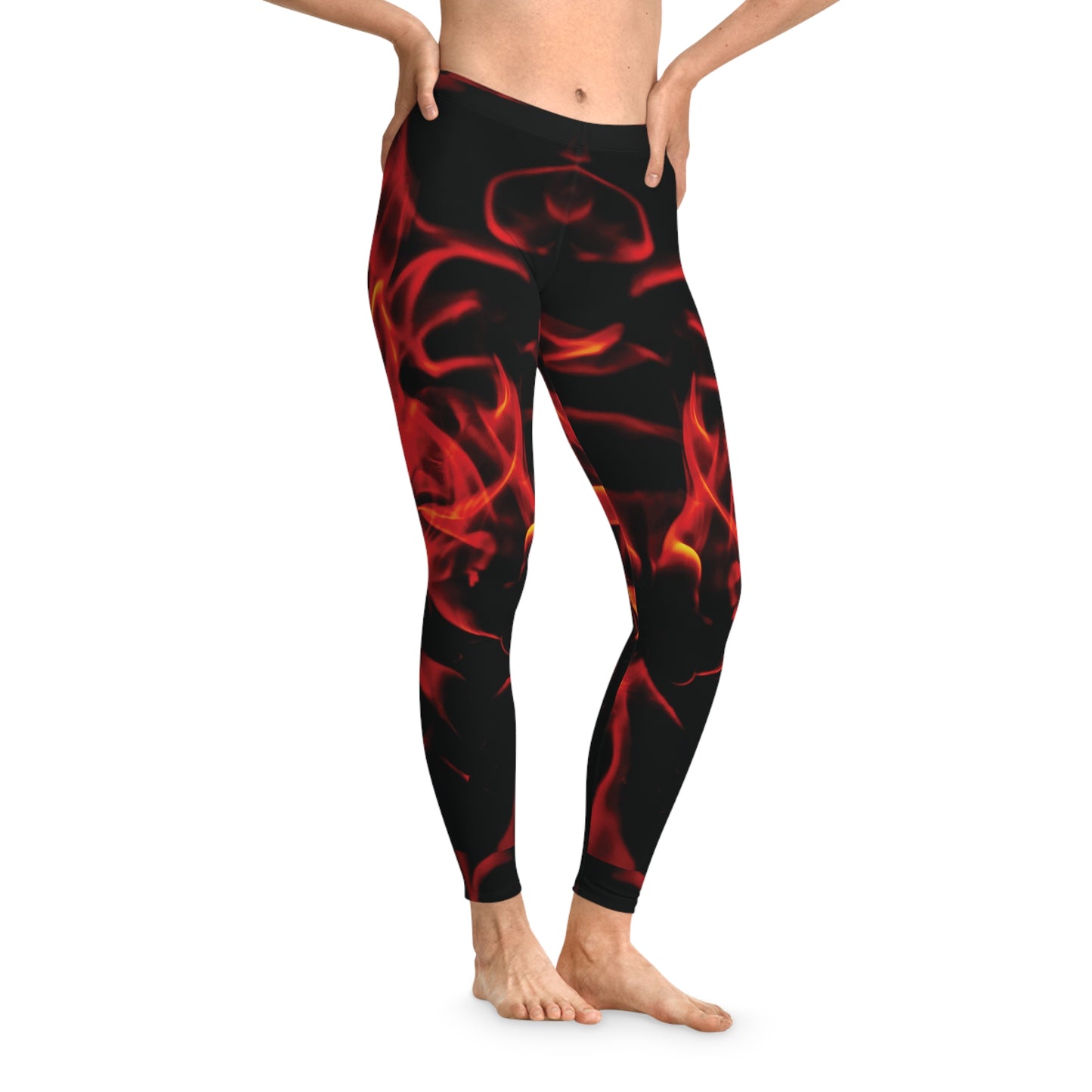 Fiery Flame Print Stretchy Leggings - Stylish Athleisure for Fitness Enthusiasts