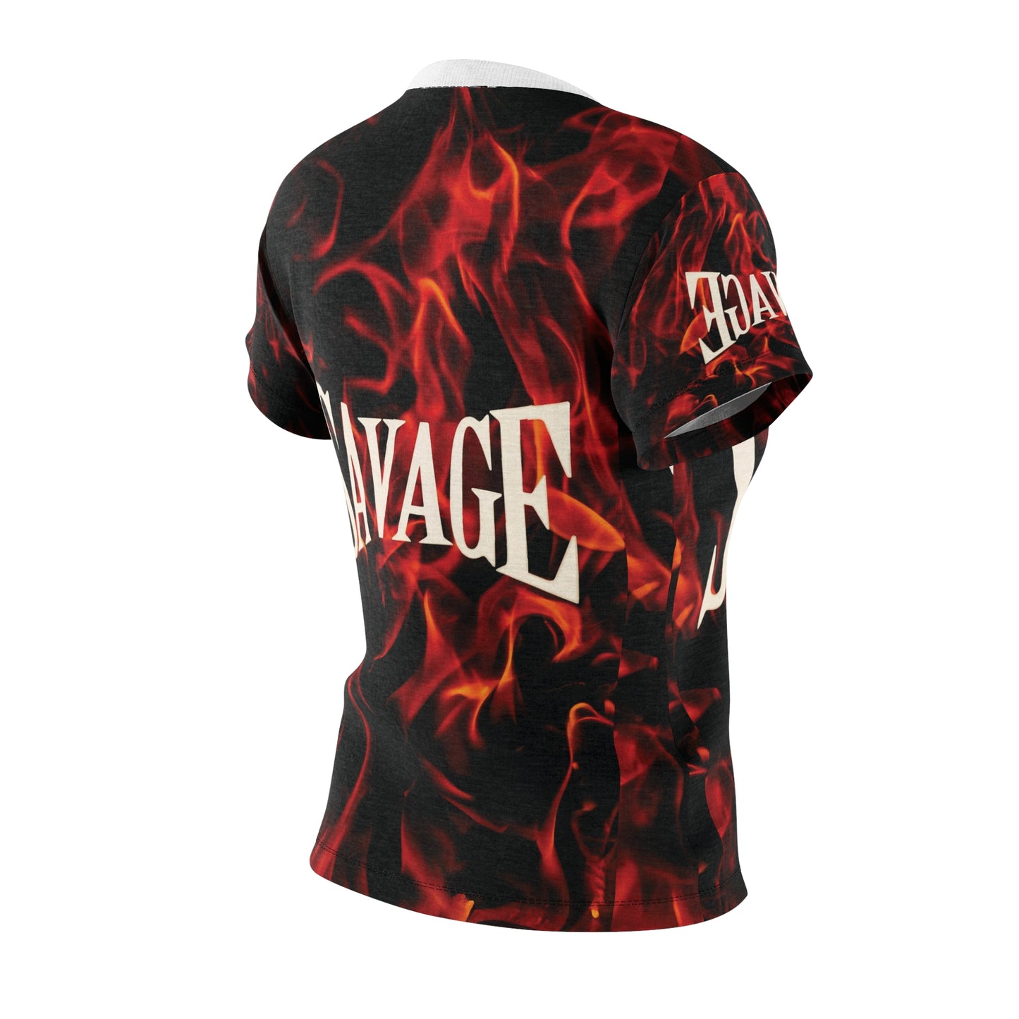 Savage Flame Women&#039;s Cut &amp; Sew Tee - Bold Flame Graphic Shirt for Fierce Fashion