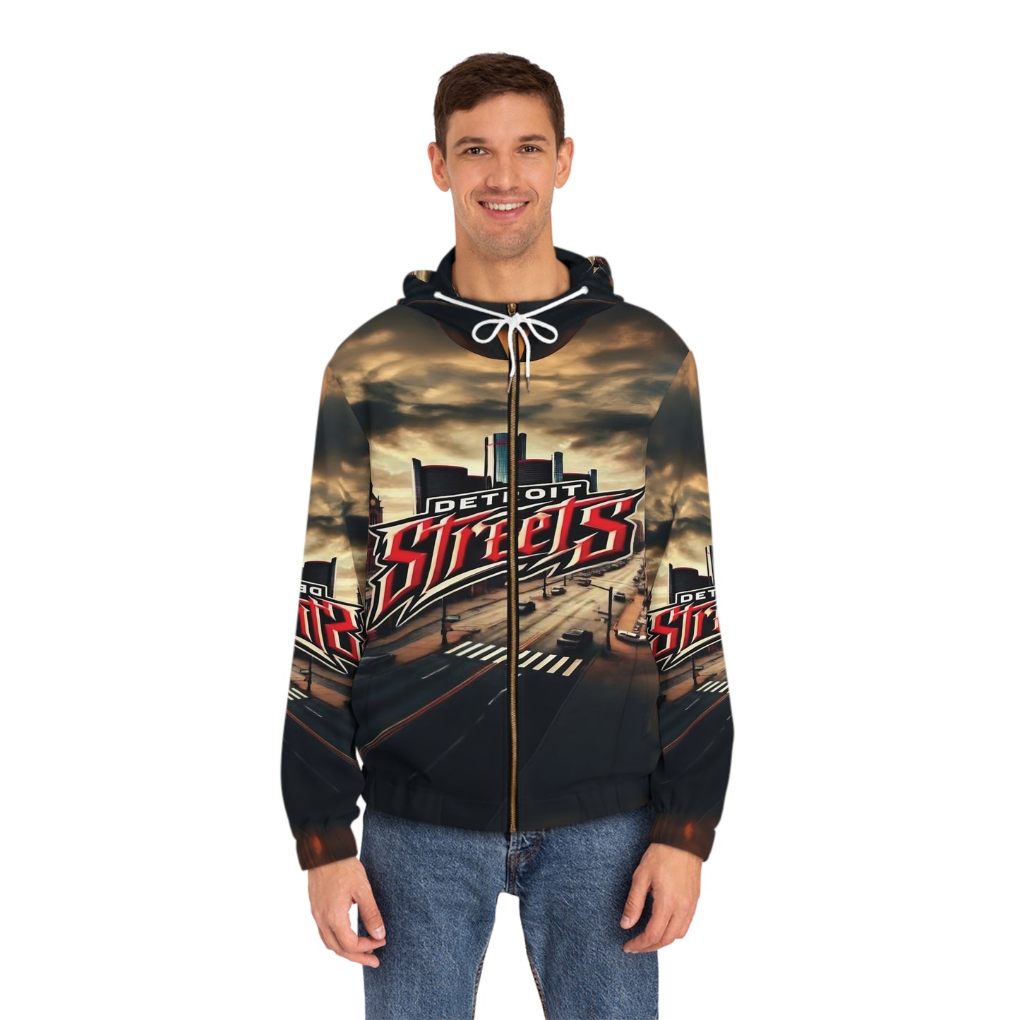 Detroit Streets Men's Full-Zip Hoodie - Urban Style & Comfort