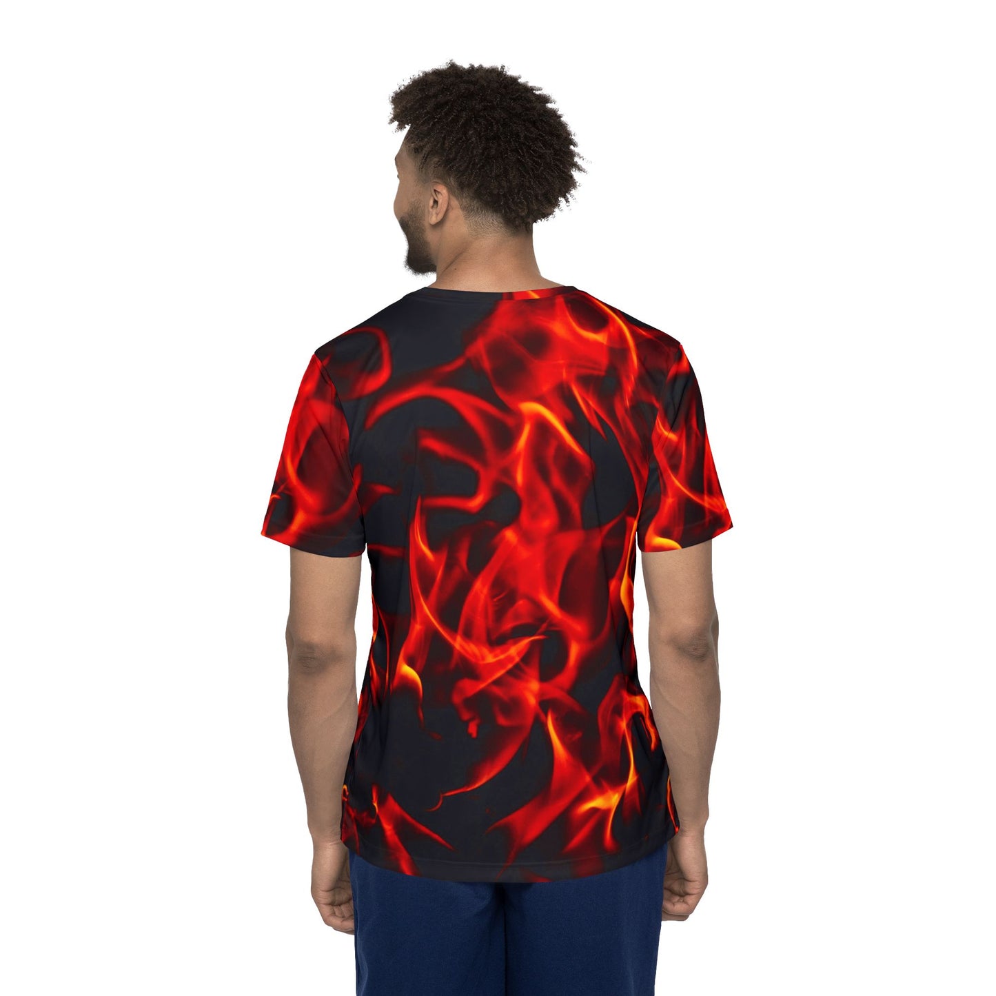 Men's Fire-Print Sports Jersey – Perfect for Game Days and Casual Wear