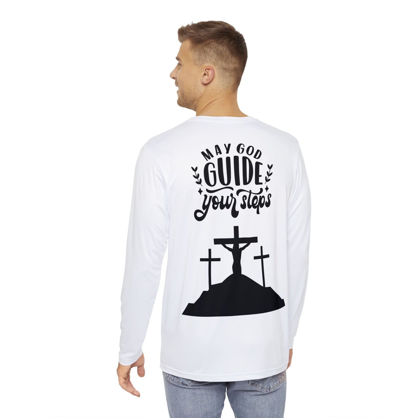 Spiritual Men's Long Sleeve Shirt - 'May God Guide Your Steps'