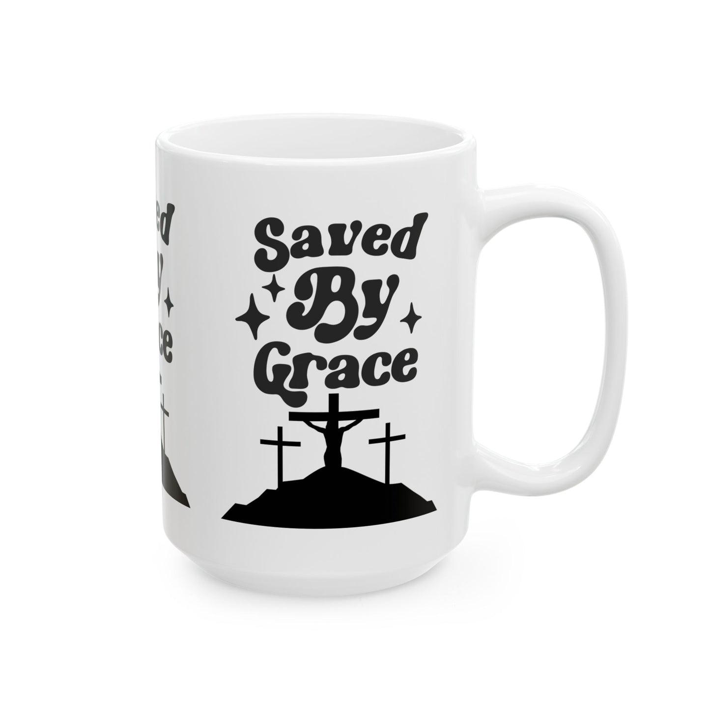 Saved By Grace Ceramic Mug - Faith-Inspired Coffee Cup for Christians