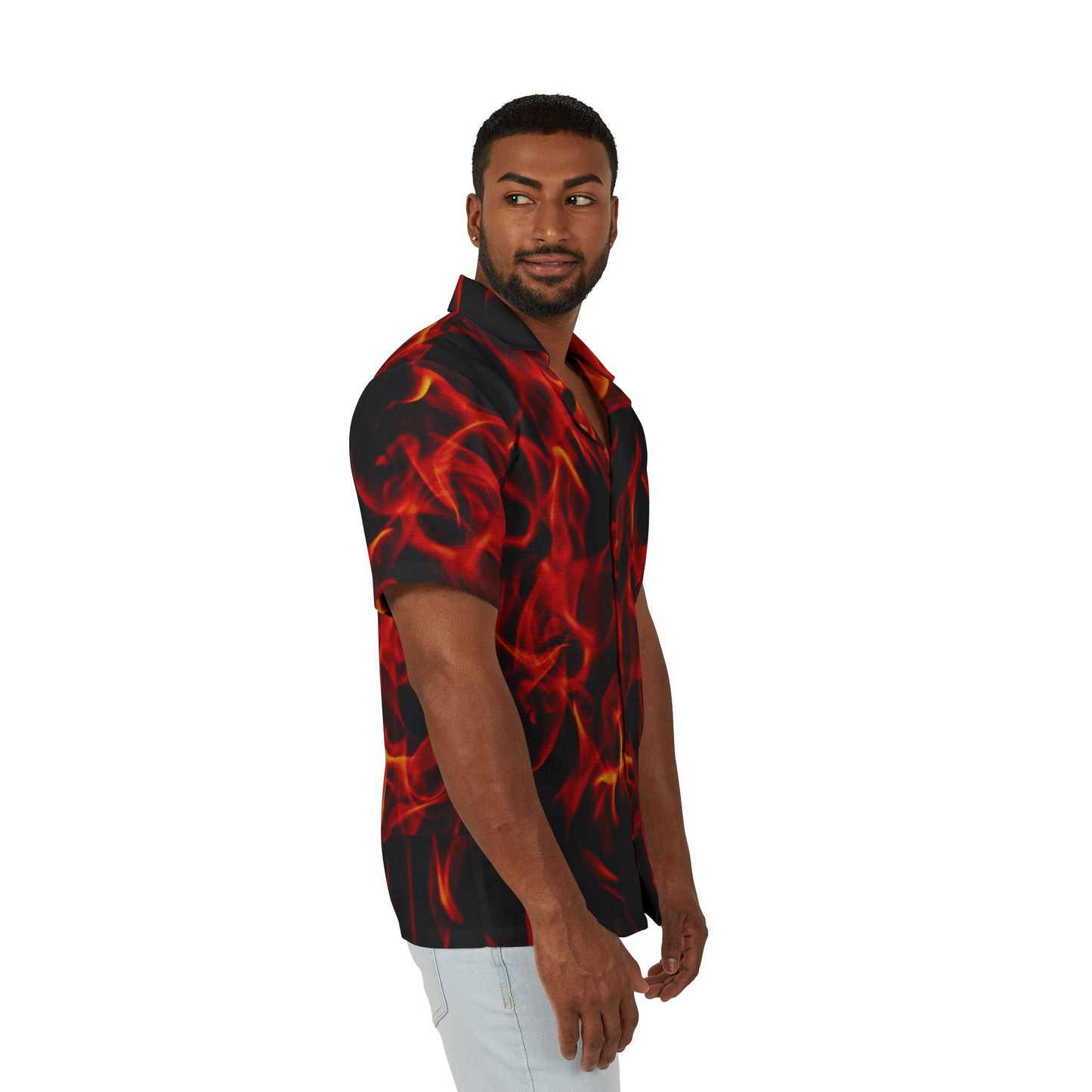 Men's Flaming Hawaiian Camp Shirt - Hot Summer Vibes