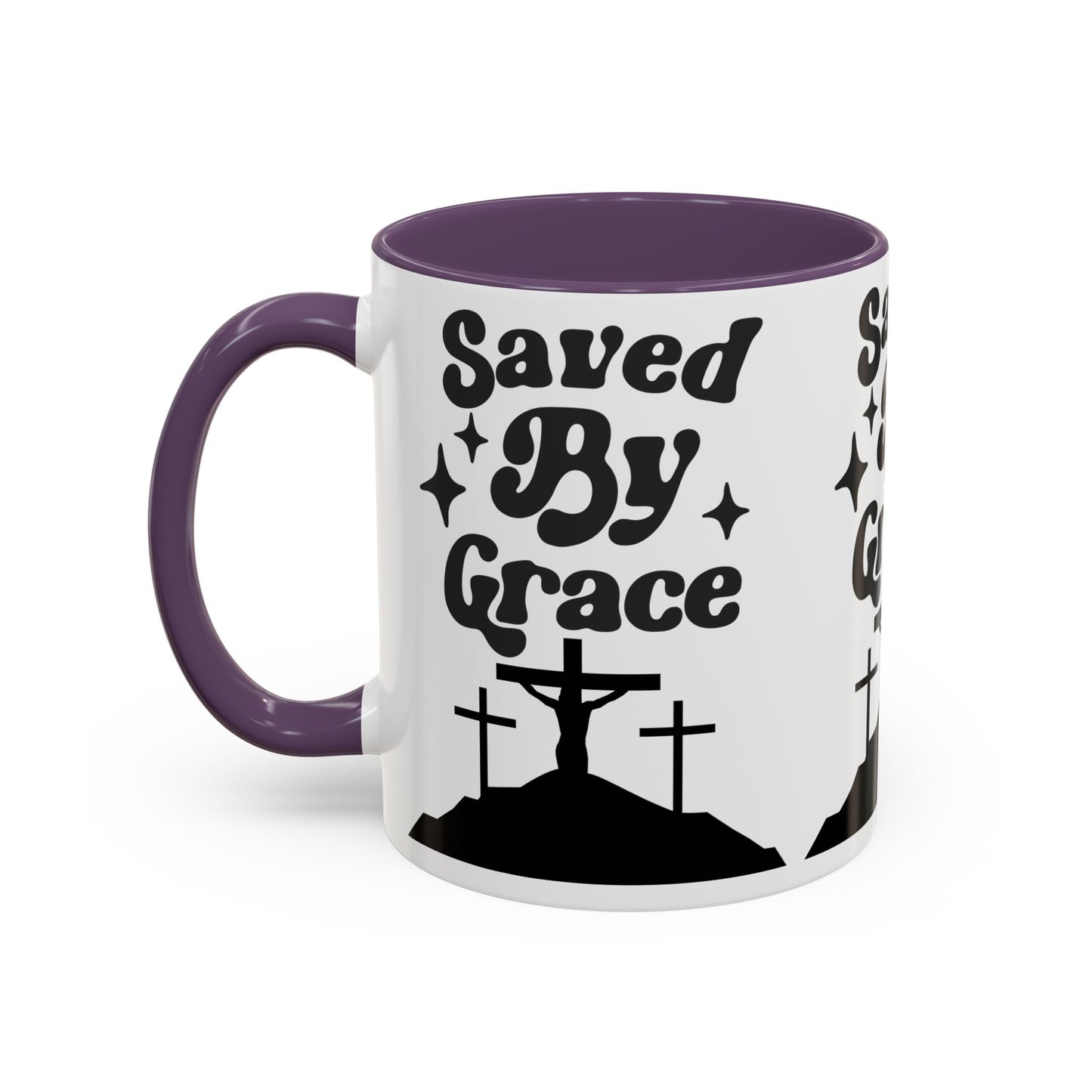 Saved By Grace Accent Coffee Mug - Inspirational Christian Gift (11, 15oz)