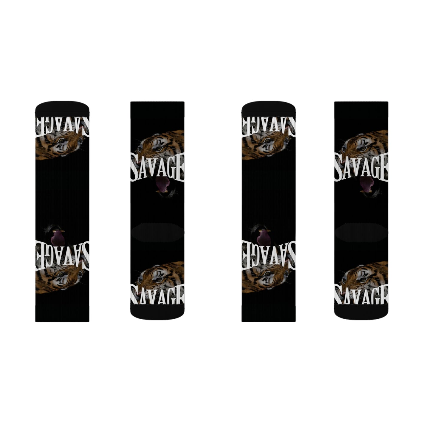 Savage Tiger Sublimation Socks - Bold Animal Print Crew Socks for Wild Style