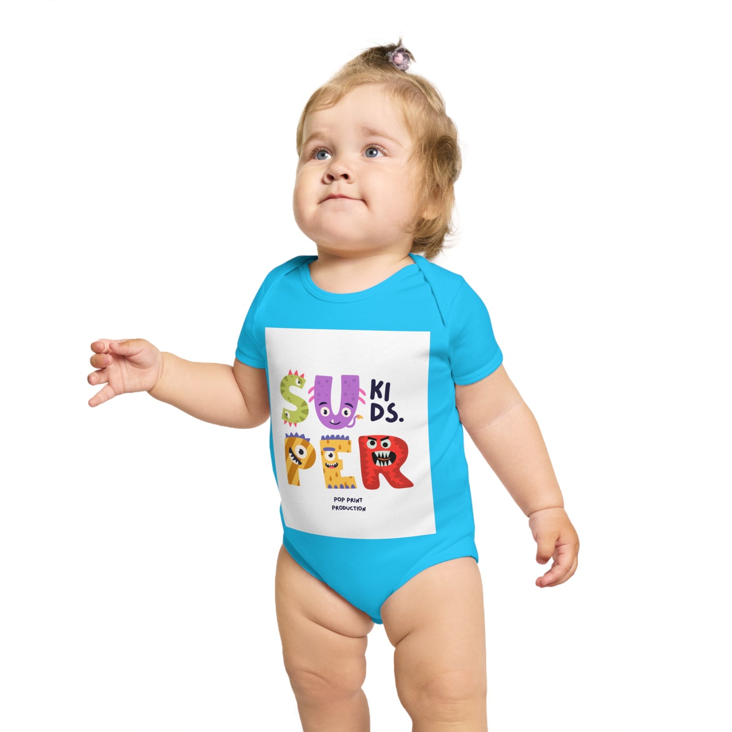 Super Kids Short Sleeve Baby Bodysuit - Fun & Colorful Design for Playful Infants