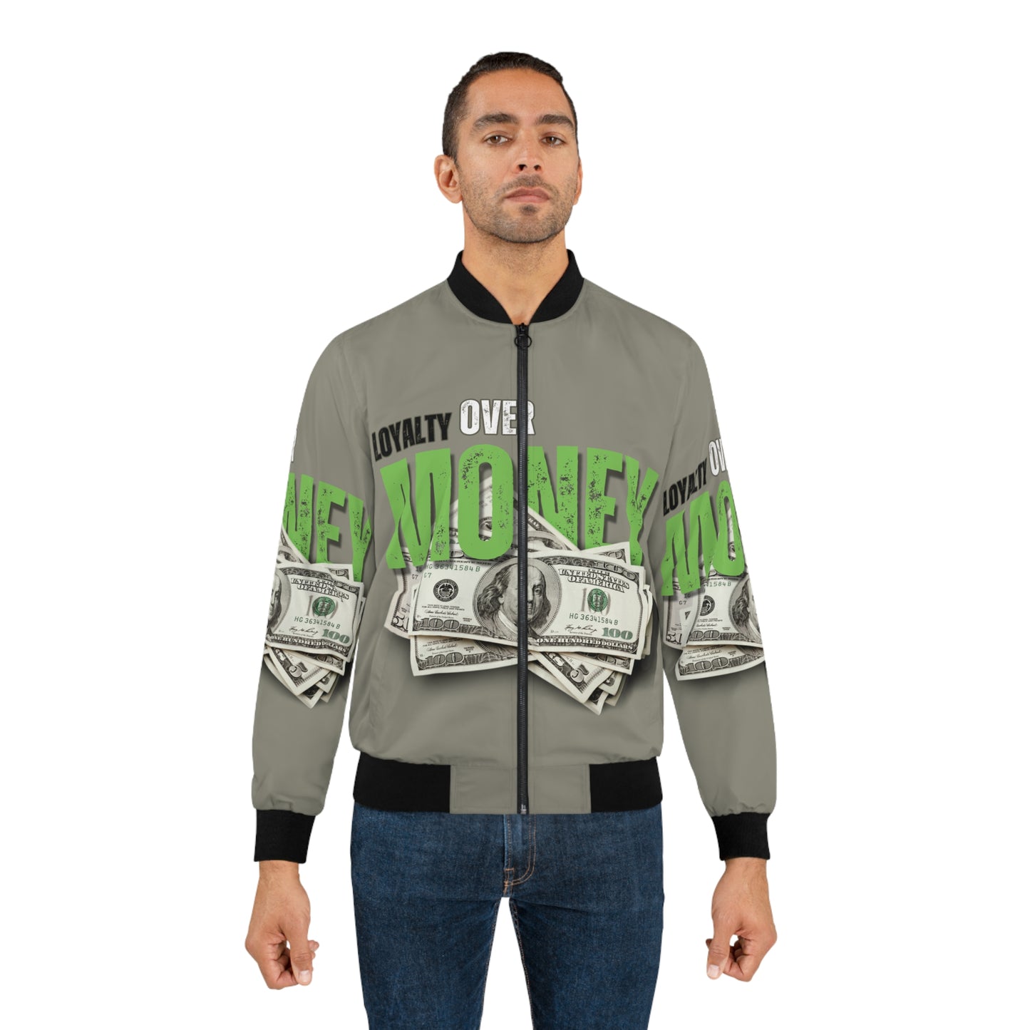 Loyalty Over Money Men's Bomber Jacket - Stylish Streetwear for Financial Empowerment