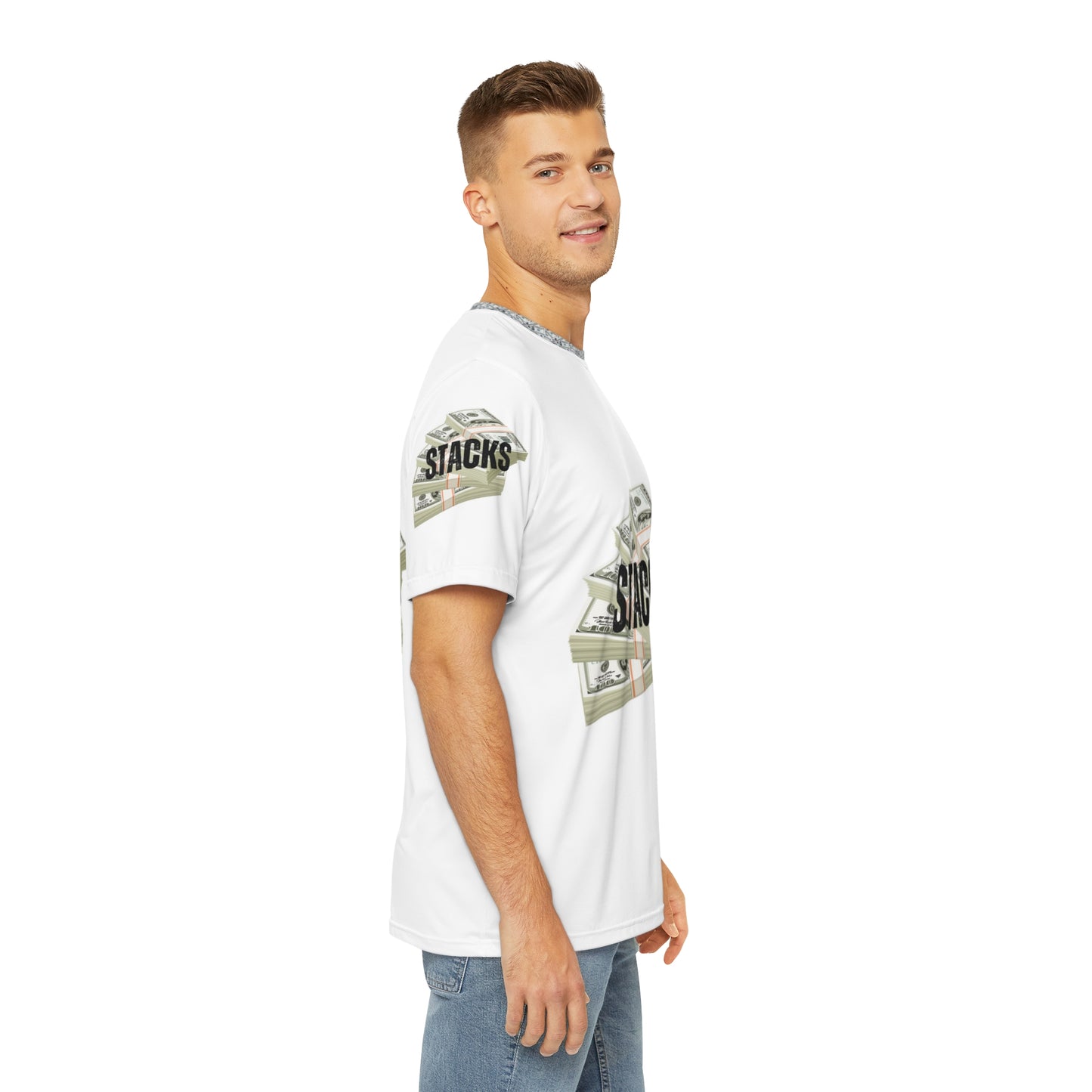 Men's Money Stacks Tee - Premium Polyester T-Shirt for Trendsetters