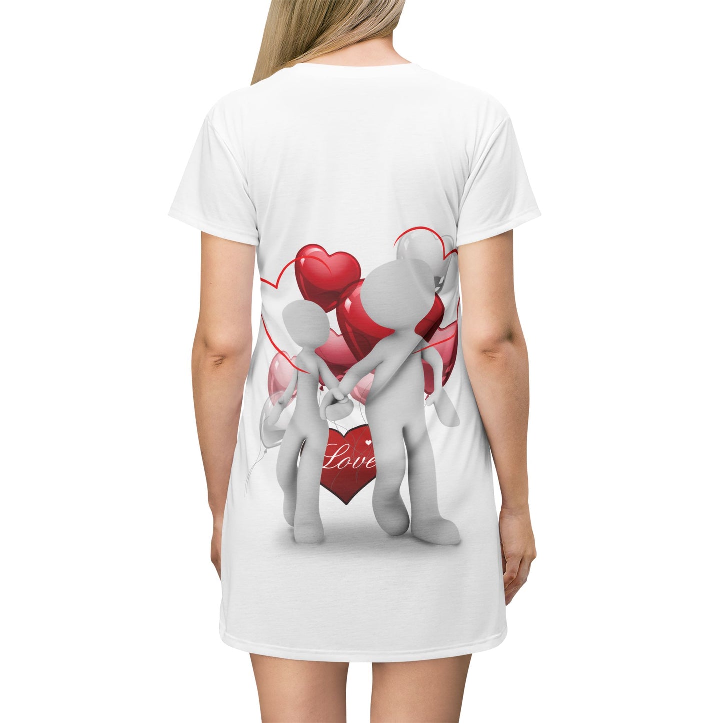 Love Balloon T-Shirt Dress - Cute Couple Design for Romantic Occasions