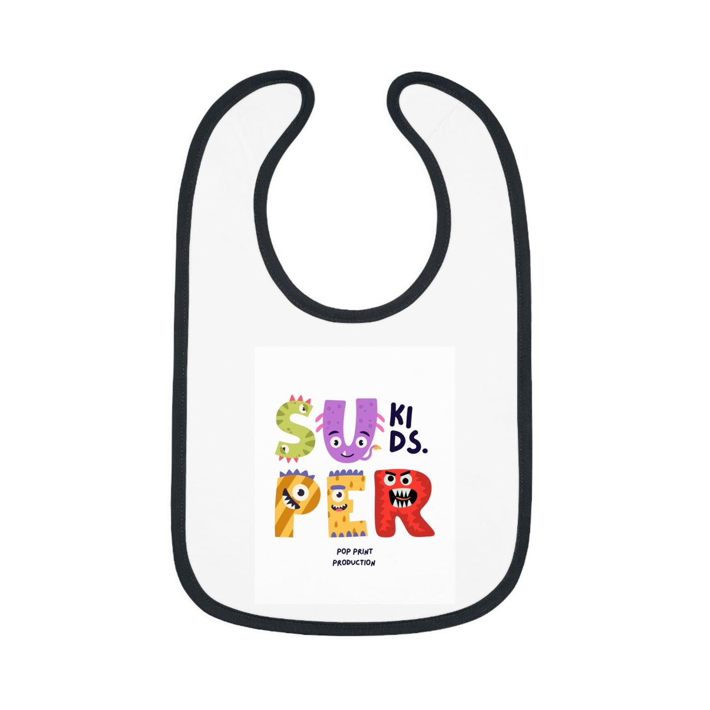 Super Kids Contrast Trim Baby Bib - Fun & Playful Design for Messy Meals