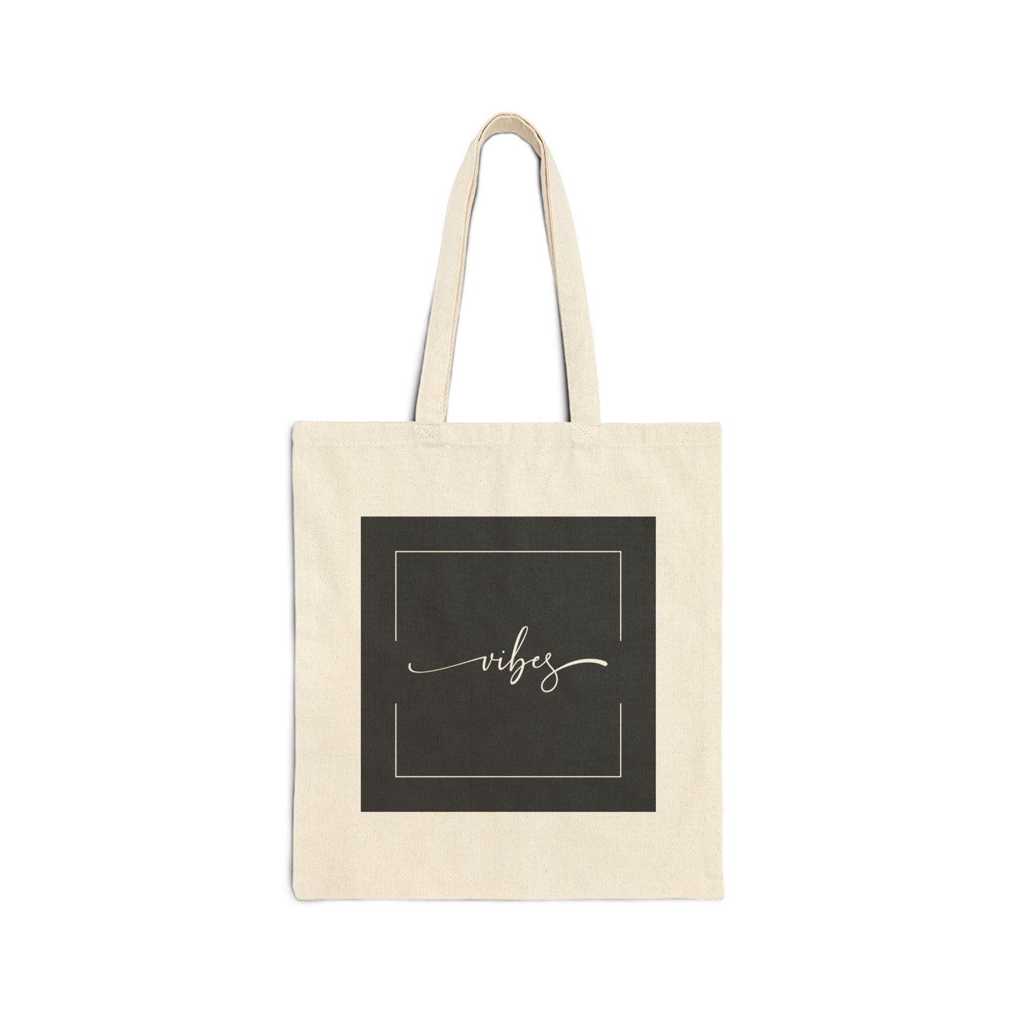 Minimalist 'Vibes' Cotton Canvas Tote Bag for Everyday Use